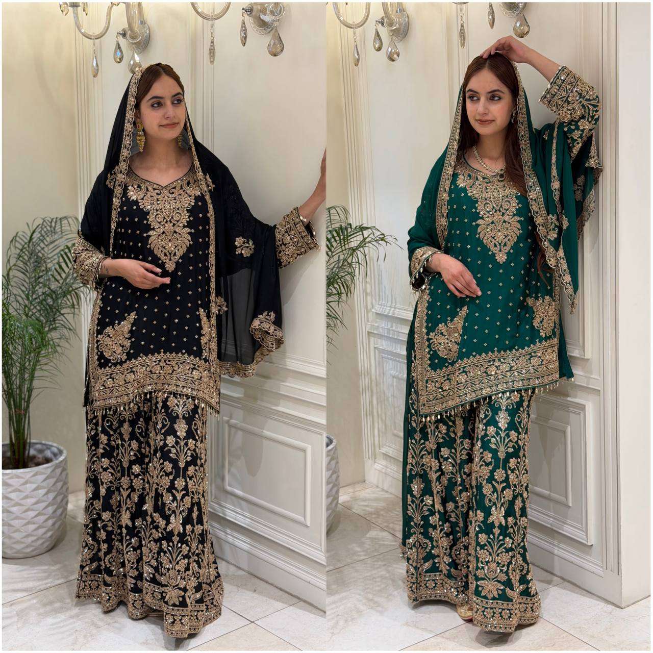 KF 1733 FOX GEORGETTE HEAVY EMBROIDERY DESIGNER WEDDING WEAR SUIT