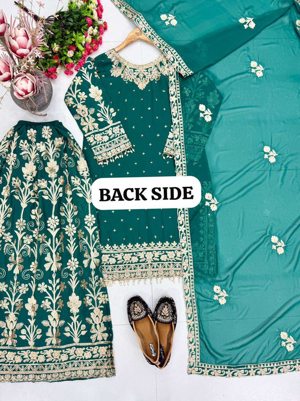 KF 1733 FOX GEORGETTE HEAVY EMBROIDERY DESIGNER WEDDING WEAR SUIT
