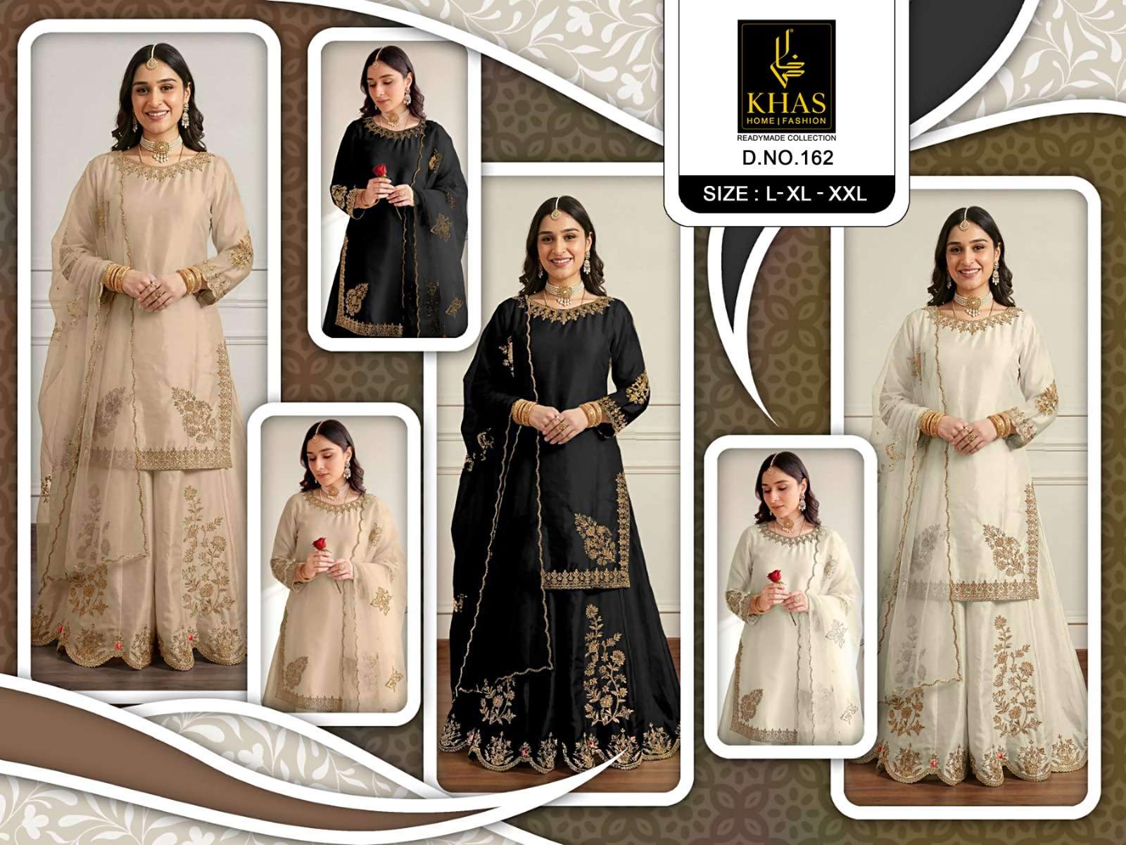 KHAS FASHION D NO 162 SATIN EMBROIDERY DESIGNER WEDDING FUNCTION WEAR SUIT