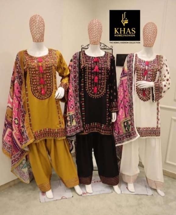KHAS FASHION D NO 4536 RAYON EMBROIDERY DESIGNER WORK READY MADE PAKISTANI STYLE SUIT