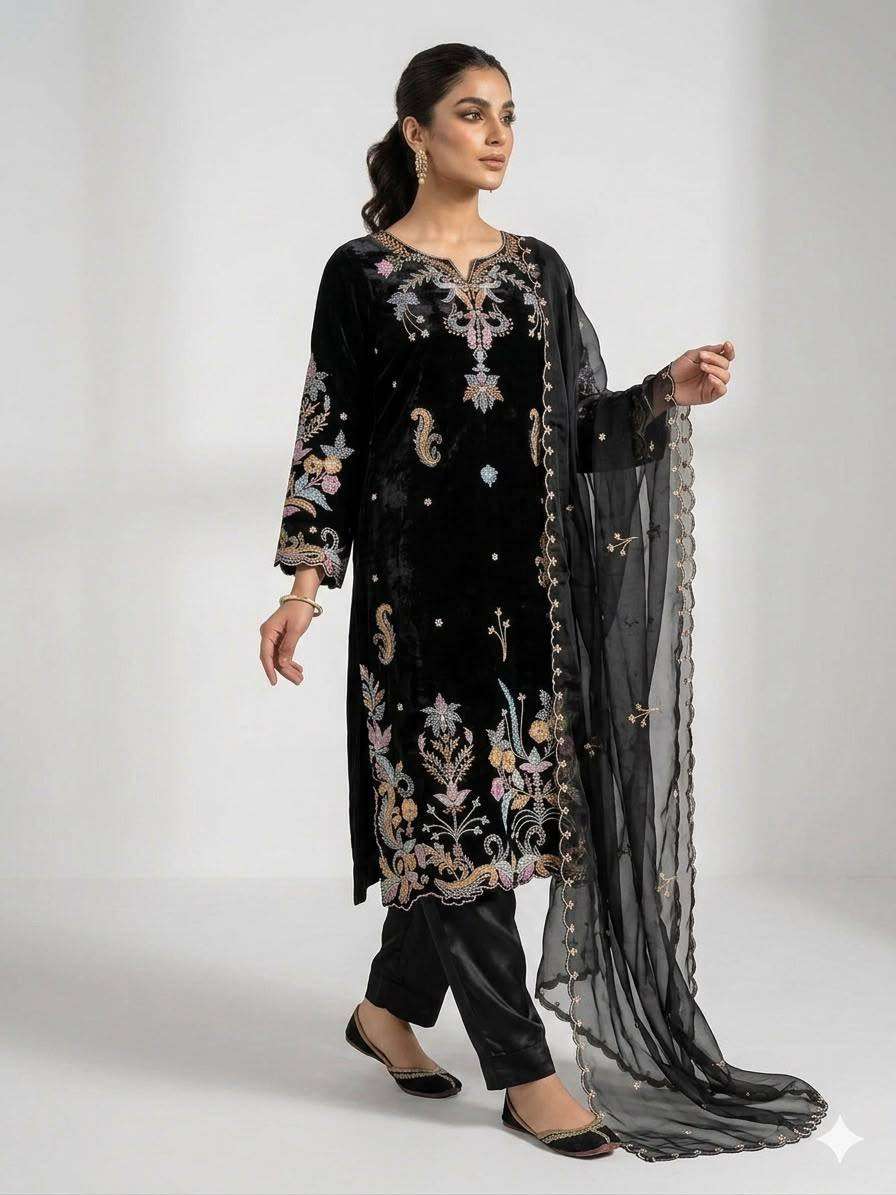 LG 2124 SILK BEAUTIFUL EMBROIDERED TOP PANT WITH DUPATTA 3PCS SET