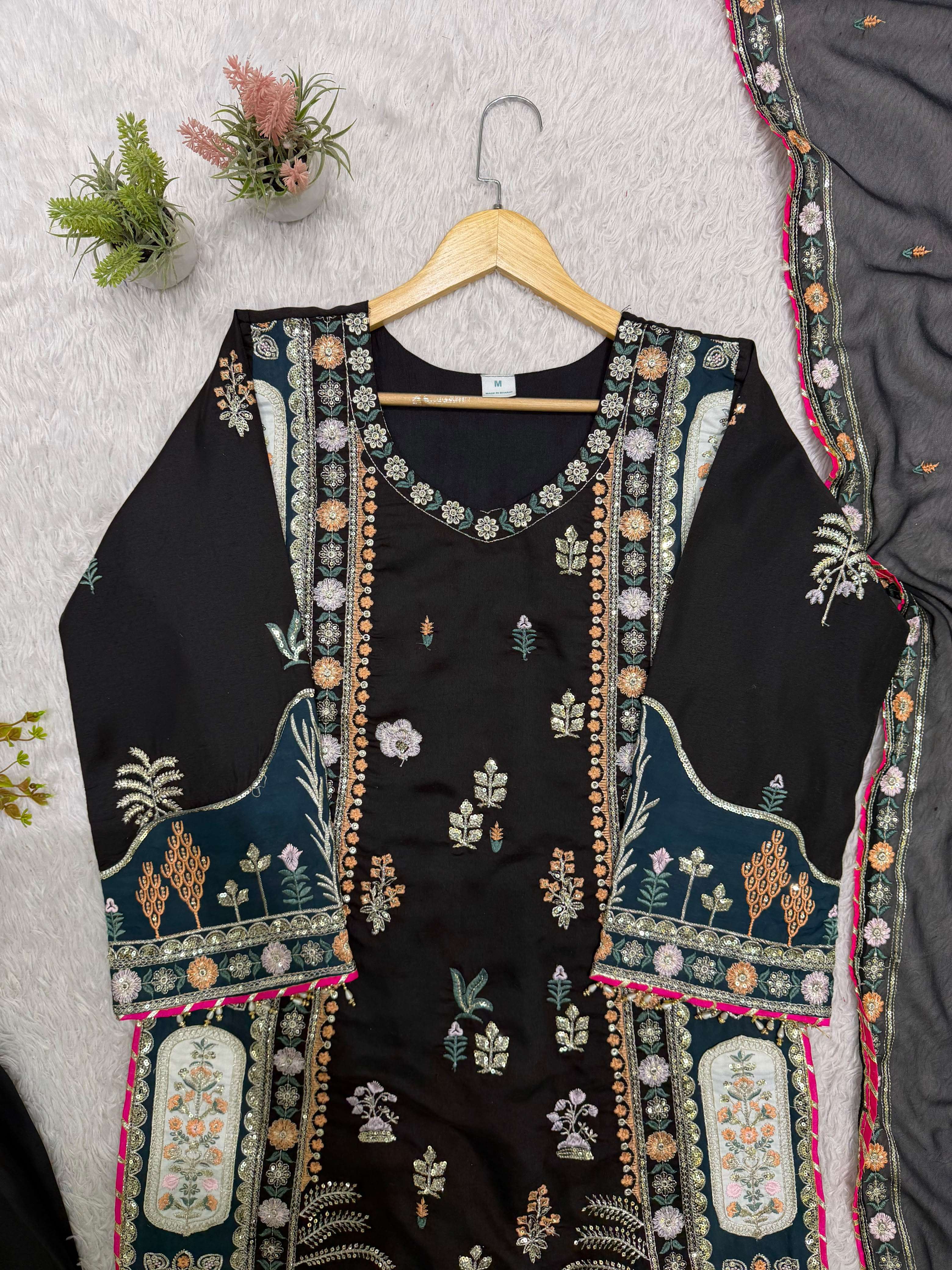 LG 2141 SILK BEAUTIFUL DESIGNER KAFTAN WITH PANT AND DUPATTA SET