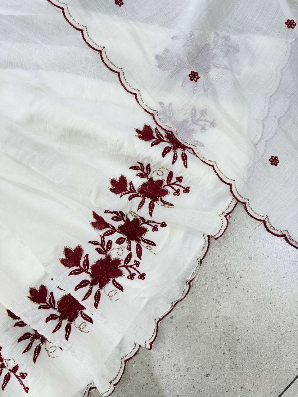 LG 2146 SILK BEAUTIFUL EMBROIDERED WITH SEQUENCE PIPE WORKED GOWN PANT WITH DUPATTA SET