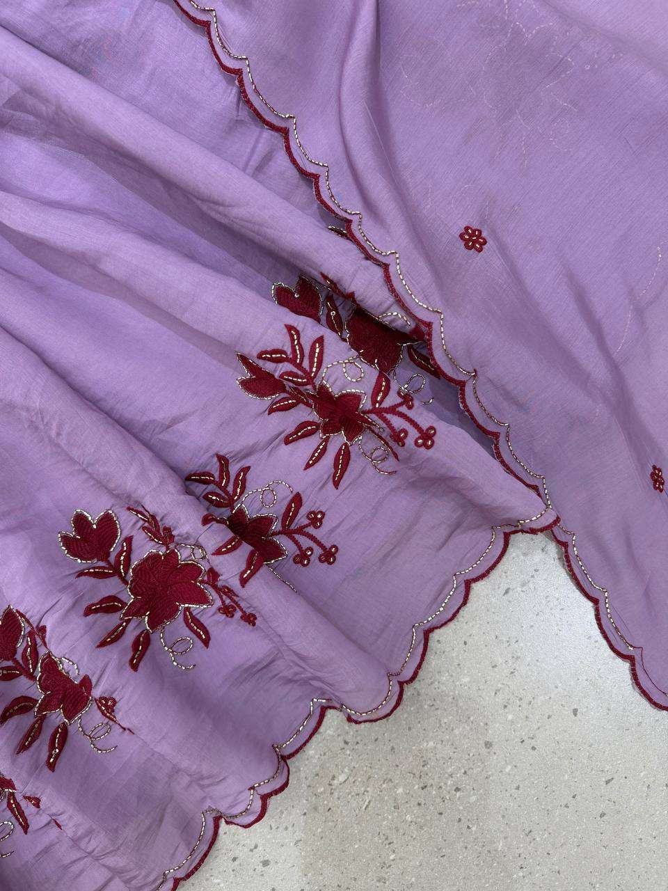 LG 2146 SILK BEAUTIFUL EMBROIDERED WITH SEQUENCE PIPE WORKED GOWN PANT WITH DUPATTA SET
