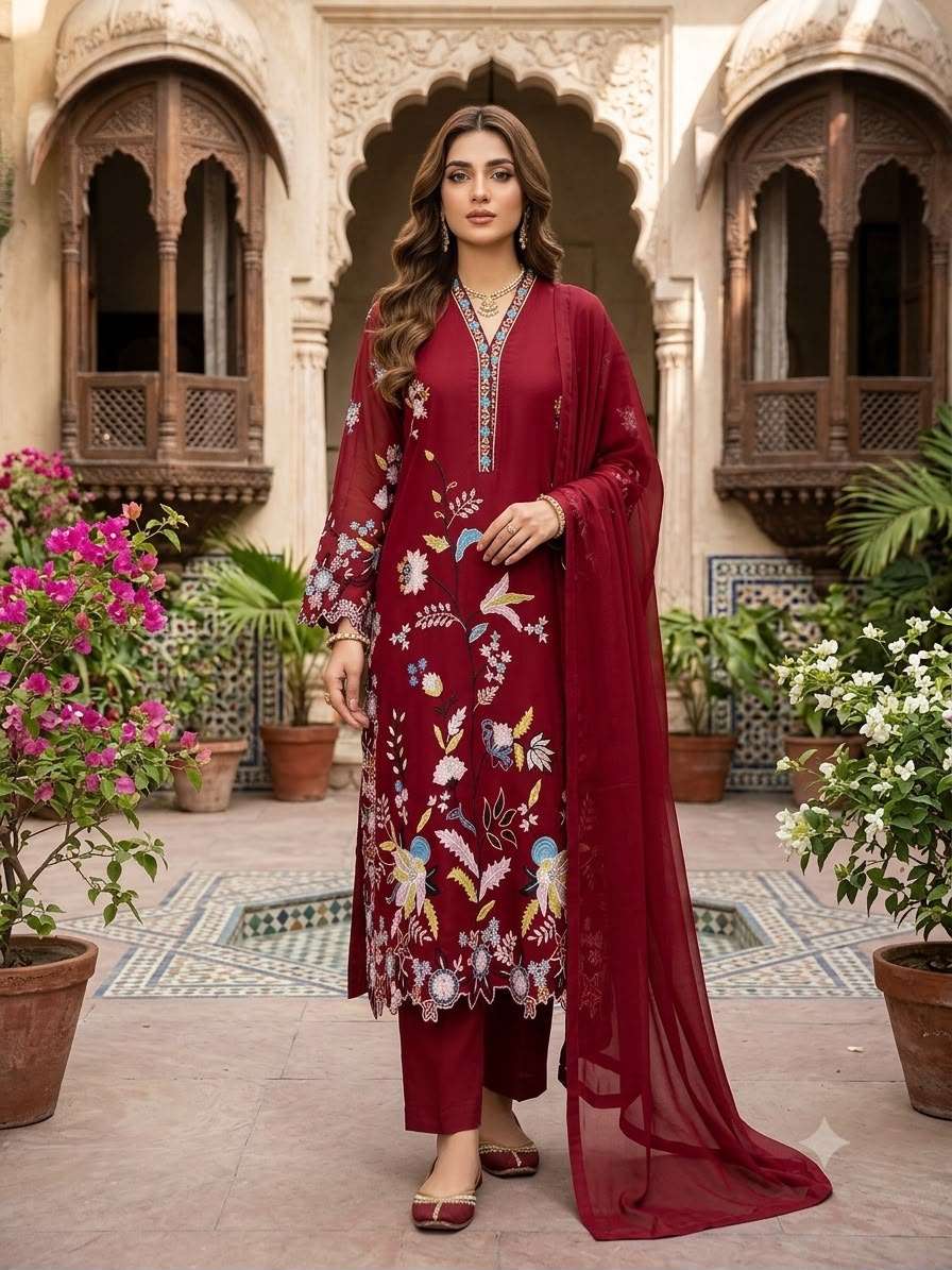 LG 2147 SILK BEAUTIFUL DESIGNER PAKISTANI STYLE LOOK KURTI PANT AND DUPATTA SET