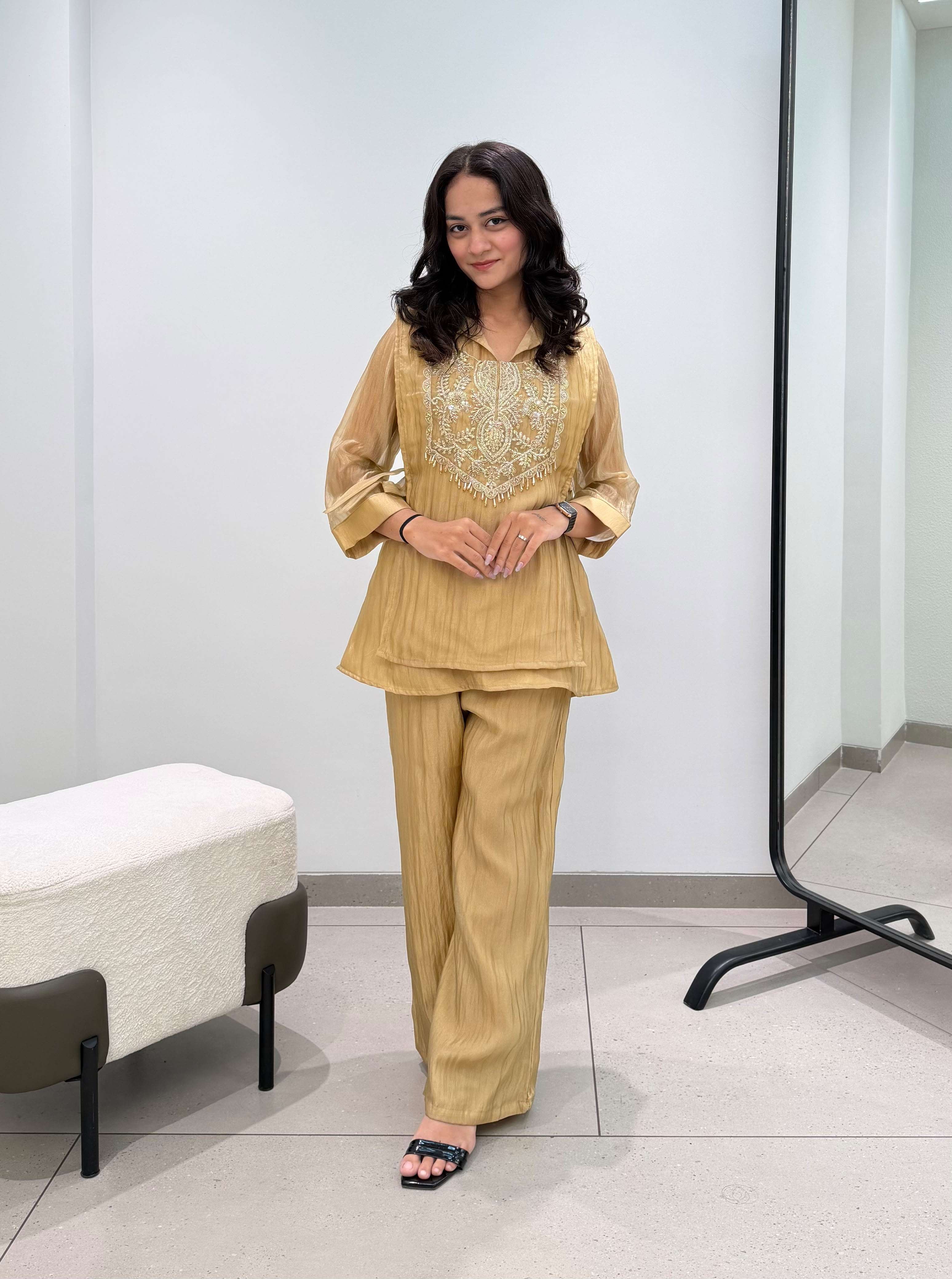 LG 2148 MOSKO BEAUTIFUL BEADS EMBROIDERED CO ORD SET TOP PANT WITH SHRUG