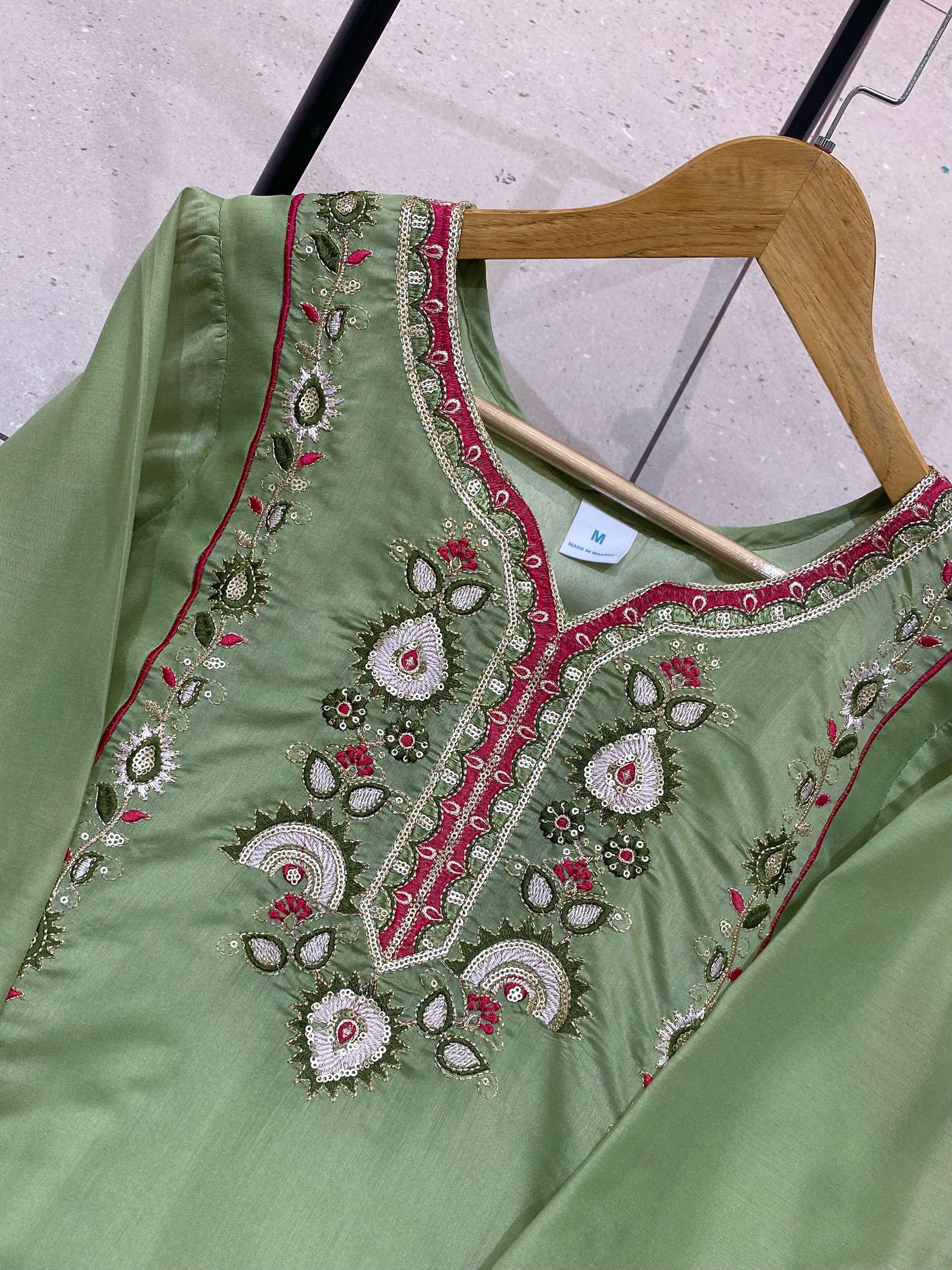 LG 2149 CHANDERI SILK SEQUENCE EMBROIDERY WORK DESIGNER LADIES 3PCS SET COLLECTION 