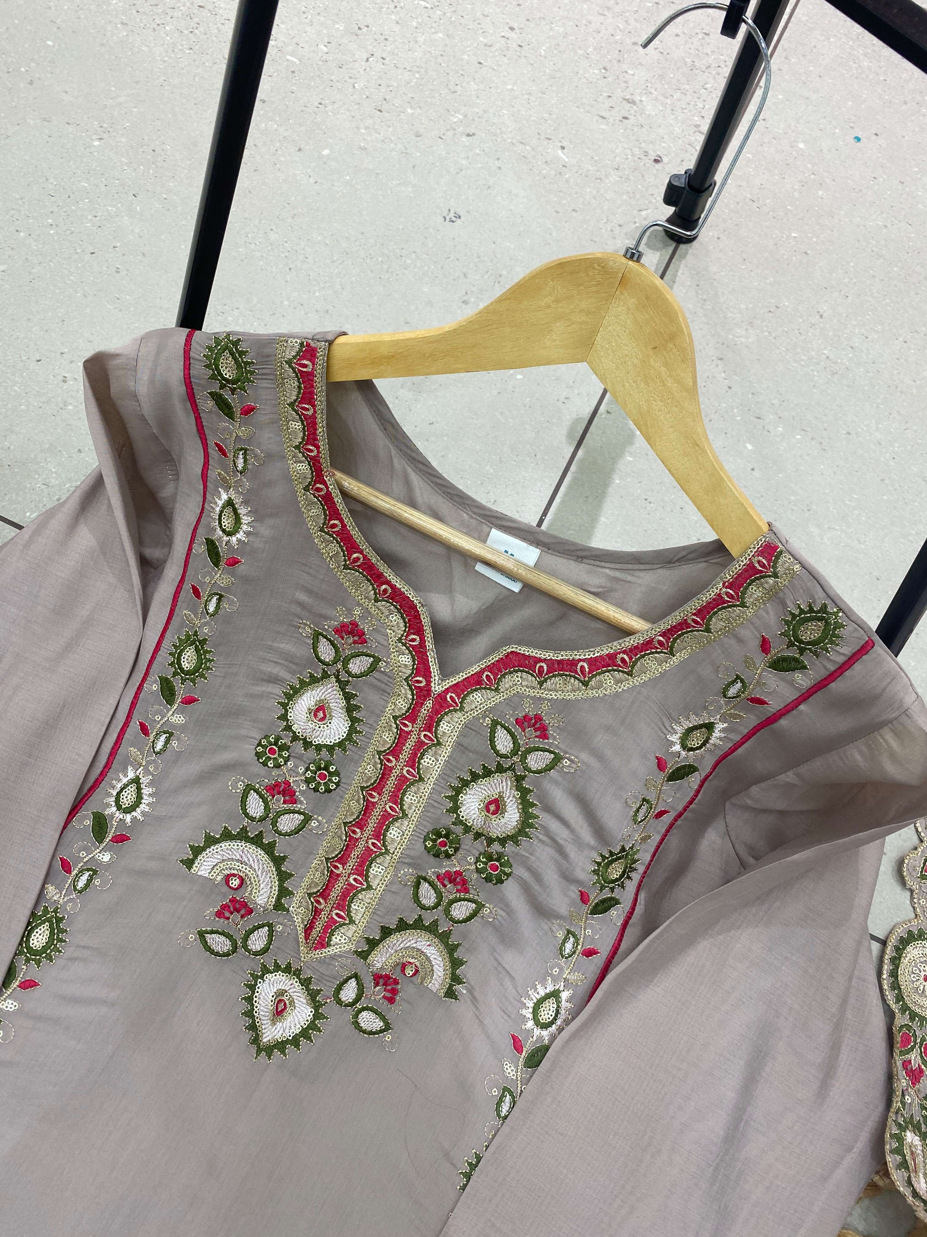 LG 2149 CHANDERI SILK SEQUENCE EMBROIDERY WORK DESIGNER LADIES 3PCS SET COLLECTION 