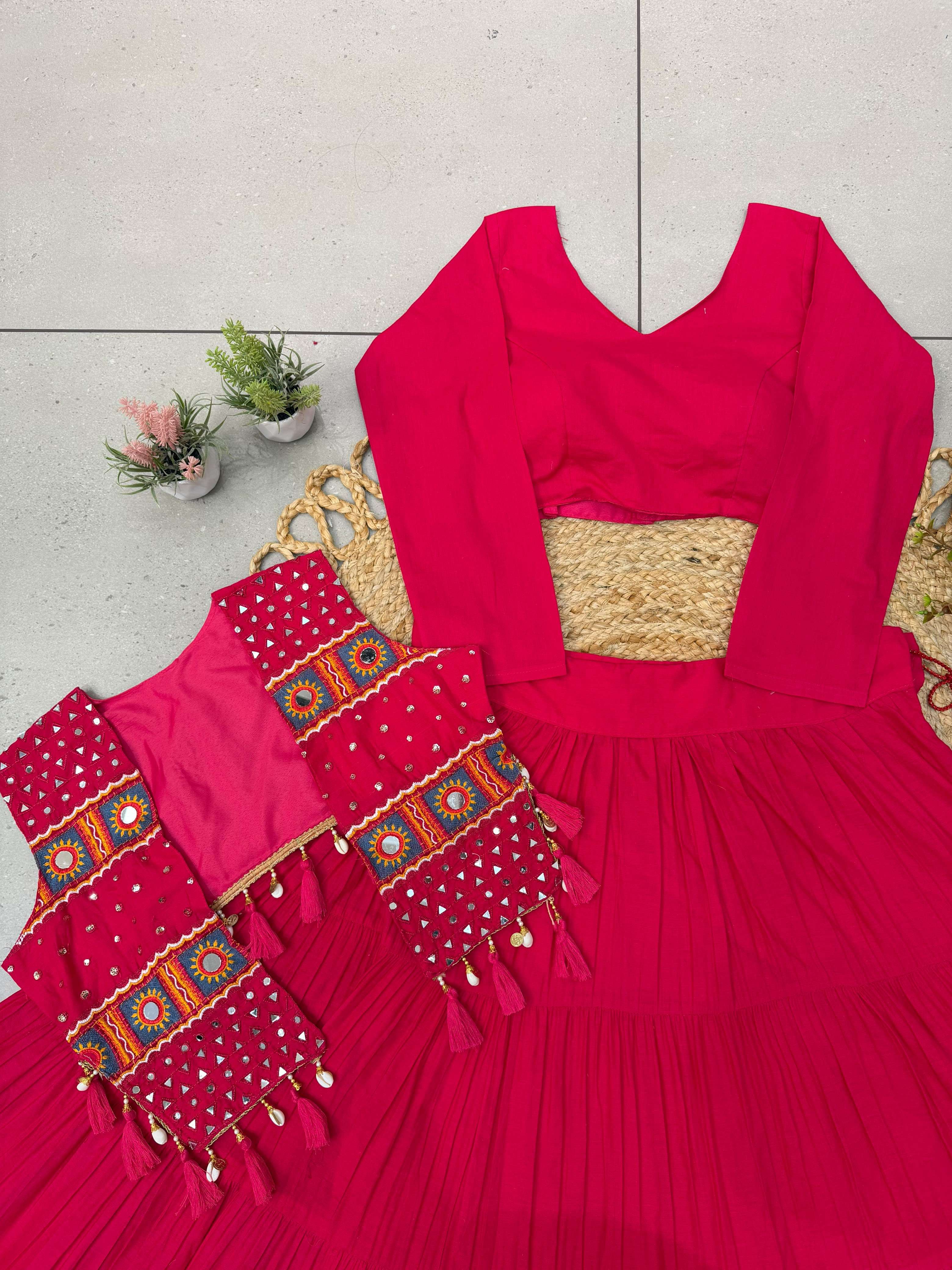 LG 659 COTTON FANCY STITCHED BLOUSE WITH LEHENGA AND FANCY WORK JACKET