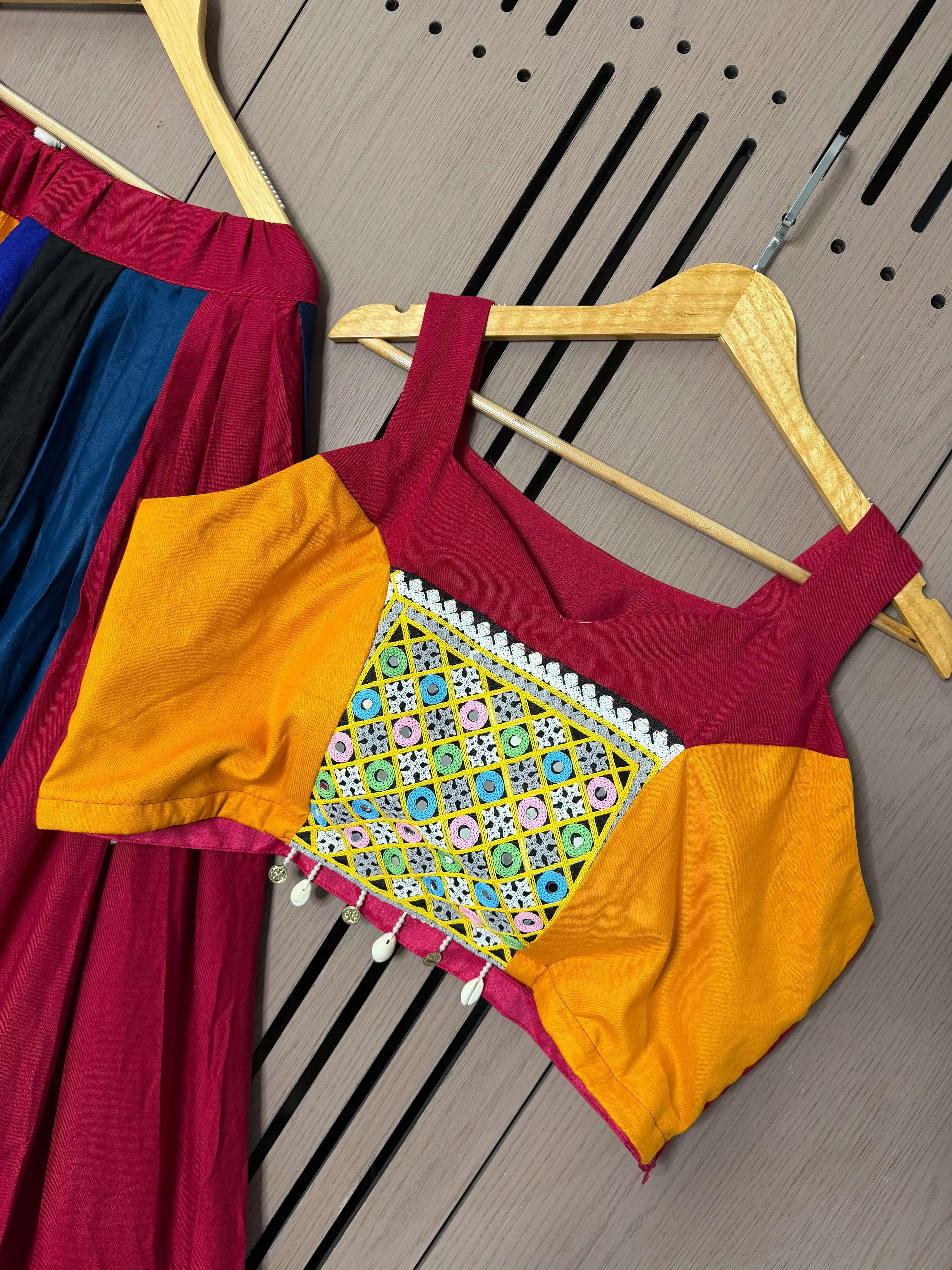 LG 660 RAYON MIRROR EMBROIDERY DESIGNER WORK NAVRATRI WEAR LEHENGA CHOLI COLLECTION 