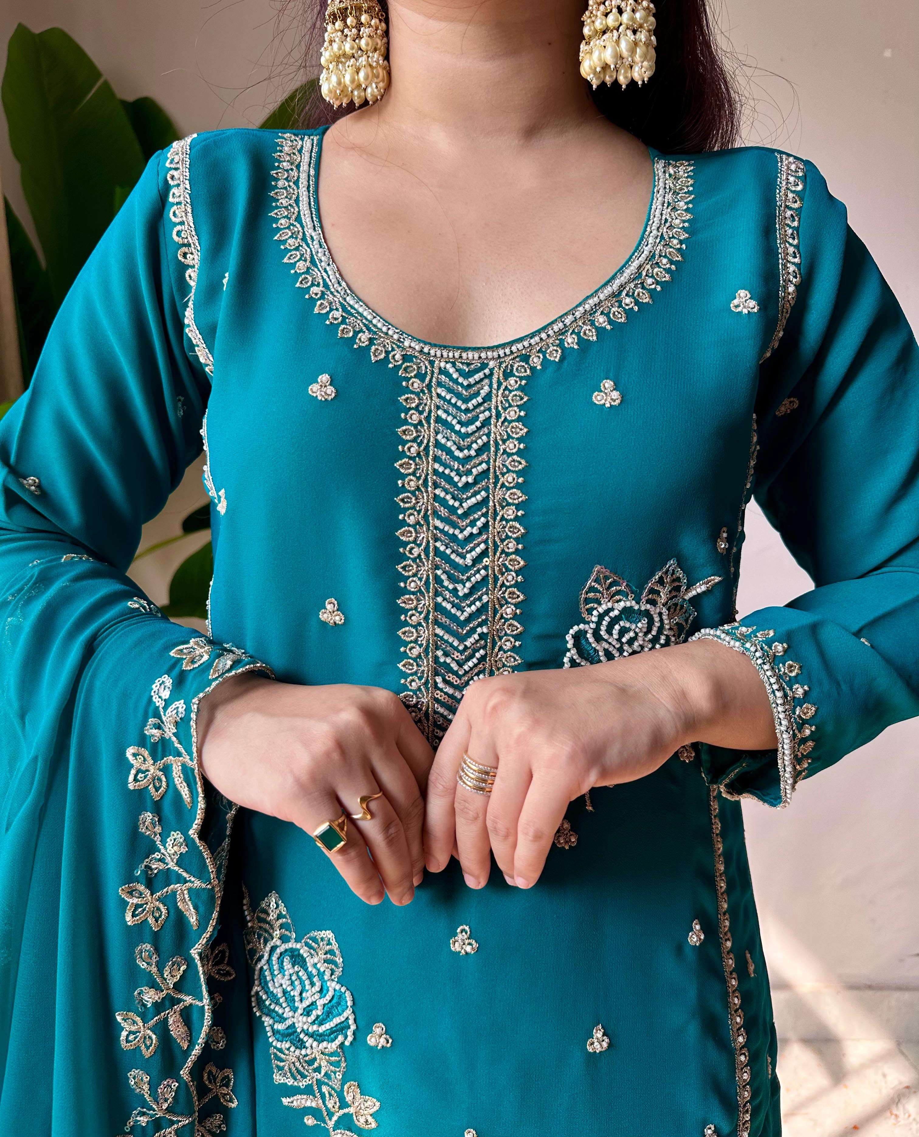 LM 15 GEORGETTE DESIGNER PARTY WEAR LADIES SHARARA SUIT