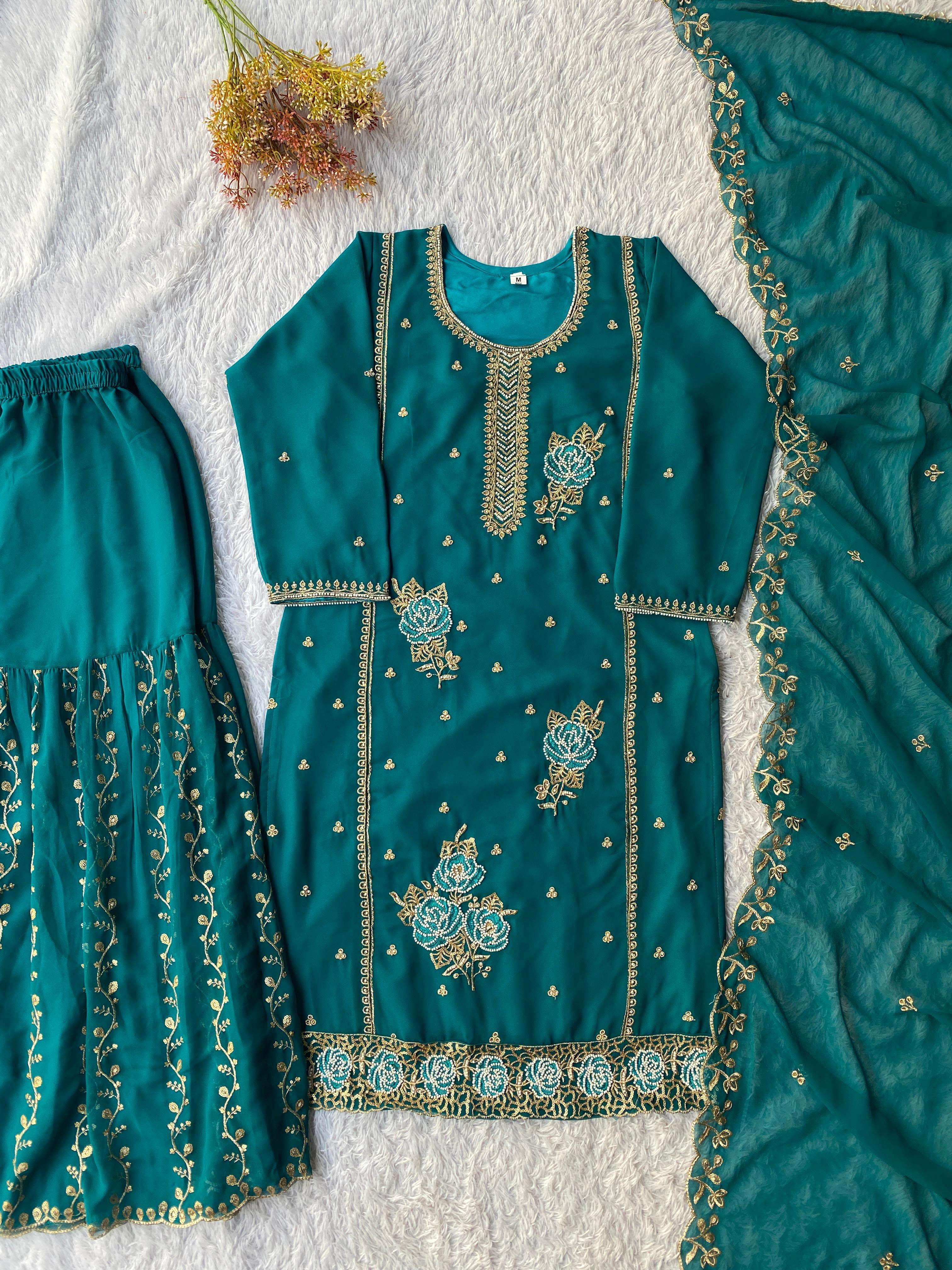 LM 15 GEORGETTE DESIGNER PARTY WEAR LADIES SHARARA SUIT