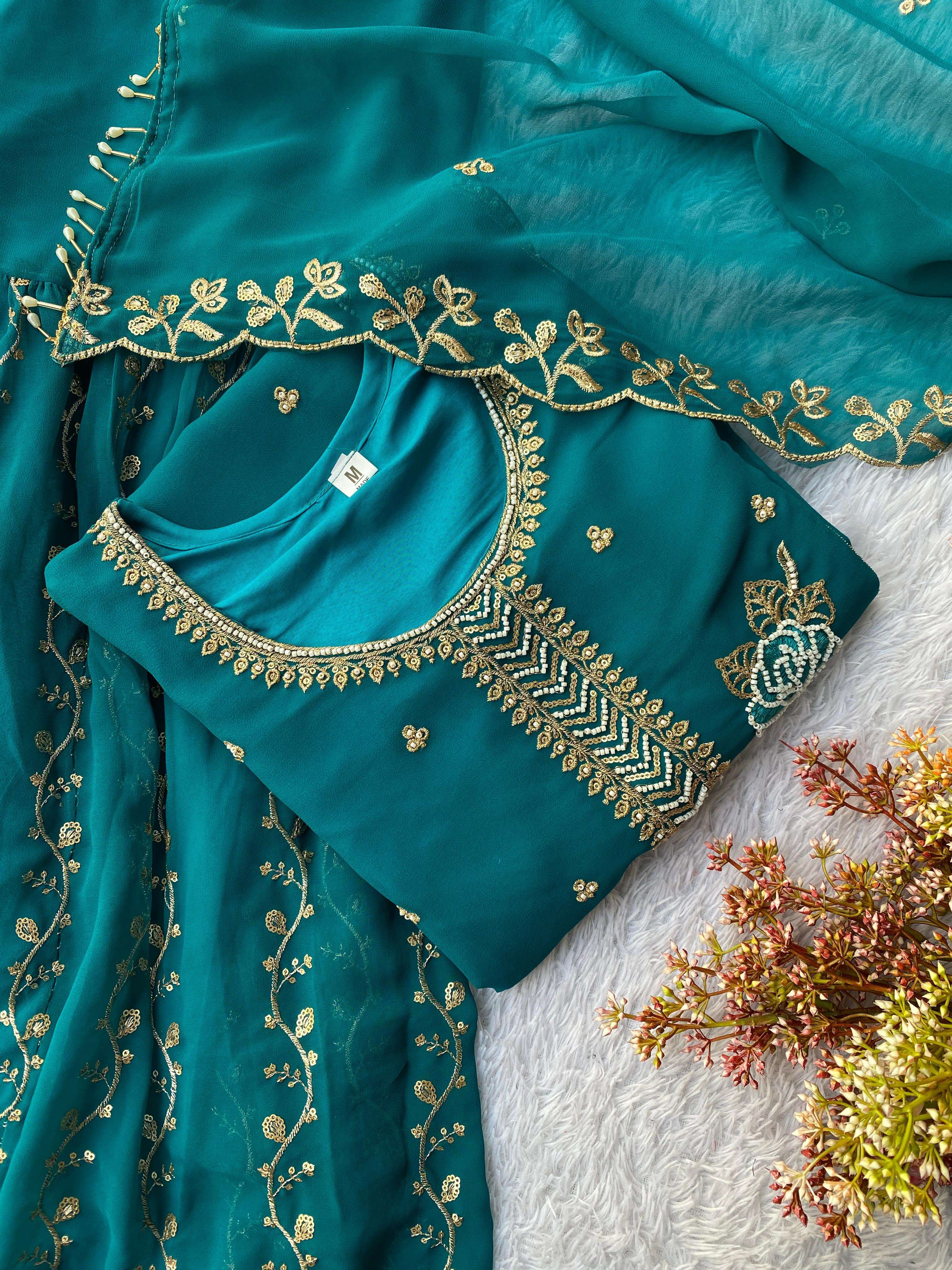 LM 15 GEORGETTE DESIGNER PARTY WEAR LADIES SHARARA SUIT