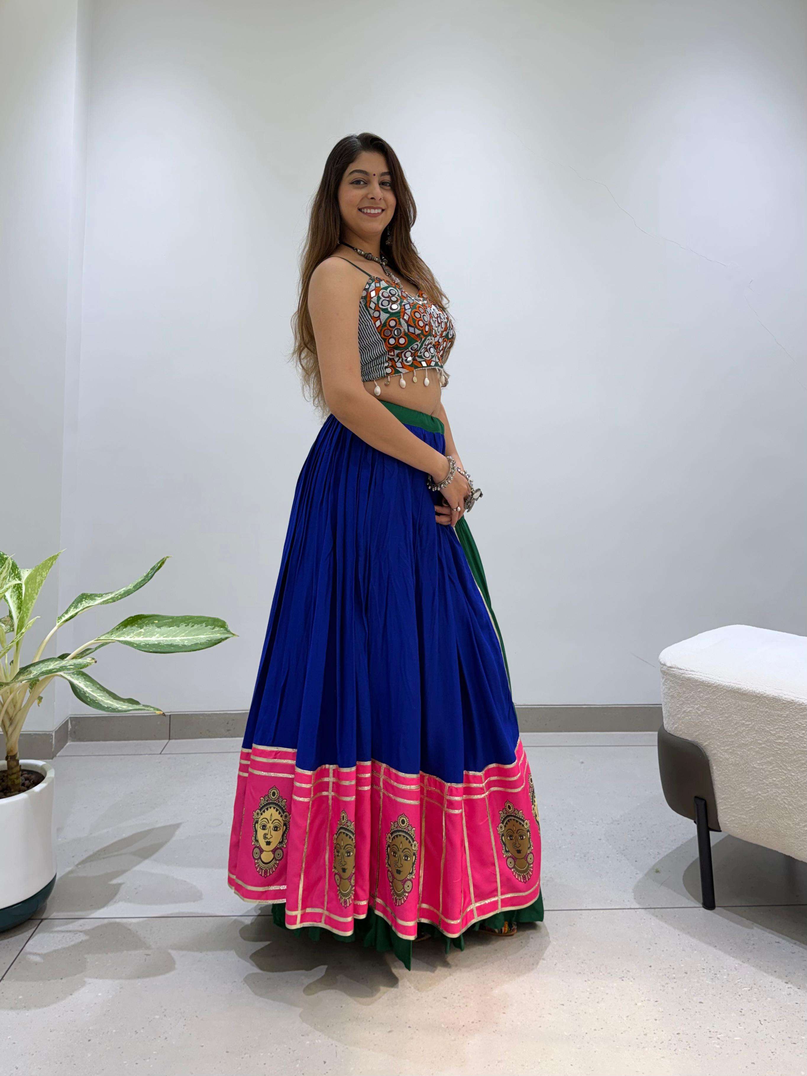 LM 24 RAYON MIRROR EMBROIDERY WORK LADIES NAVRATRI WEAR LEHENGA CHOLI 
