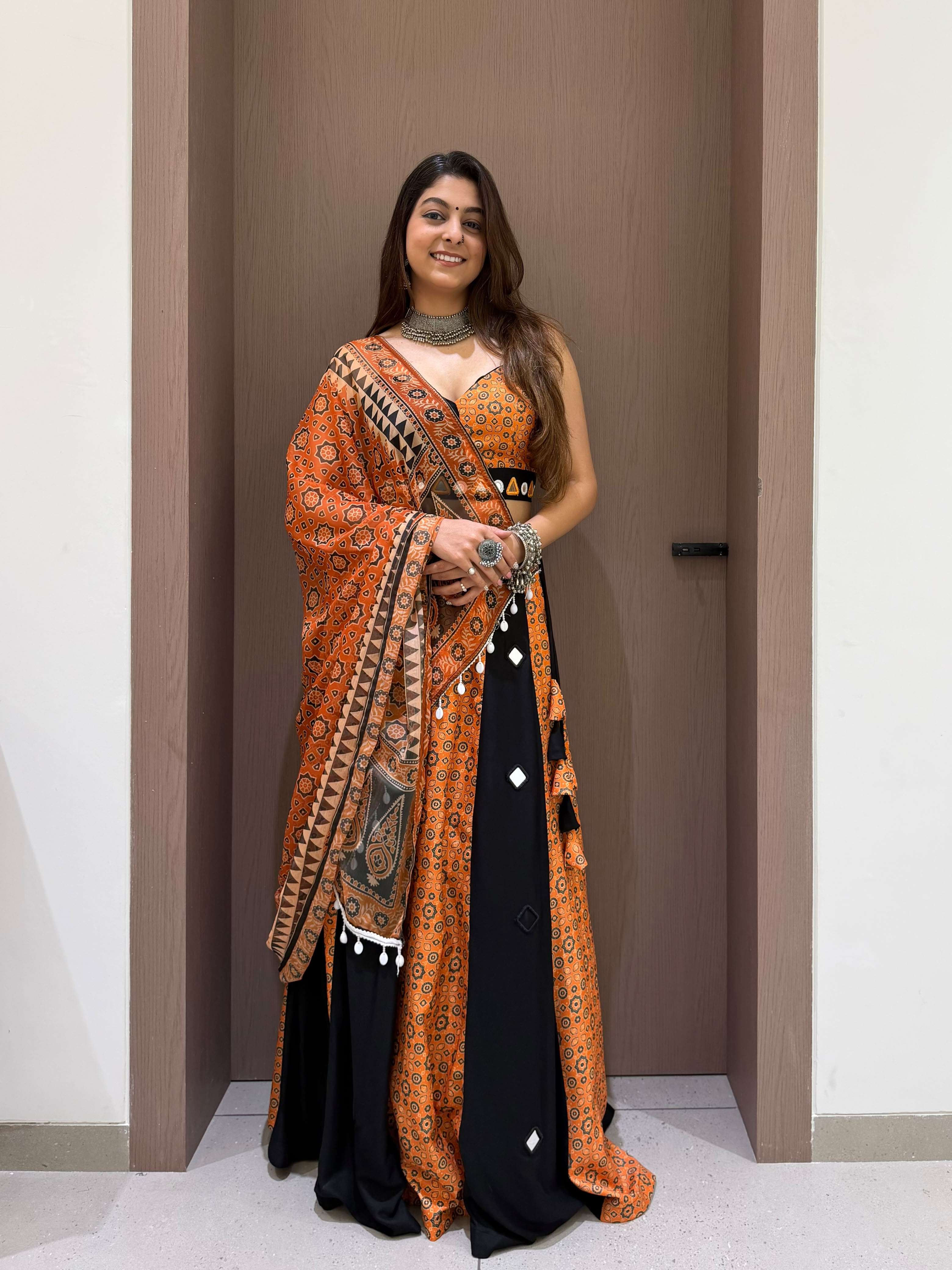 LM 30 RAYON PRINTED MIRROR WORK DESIGNER NAVRATRI WEAR LEHENGA CHOLI 