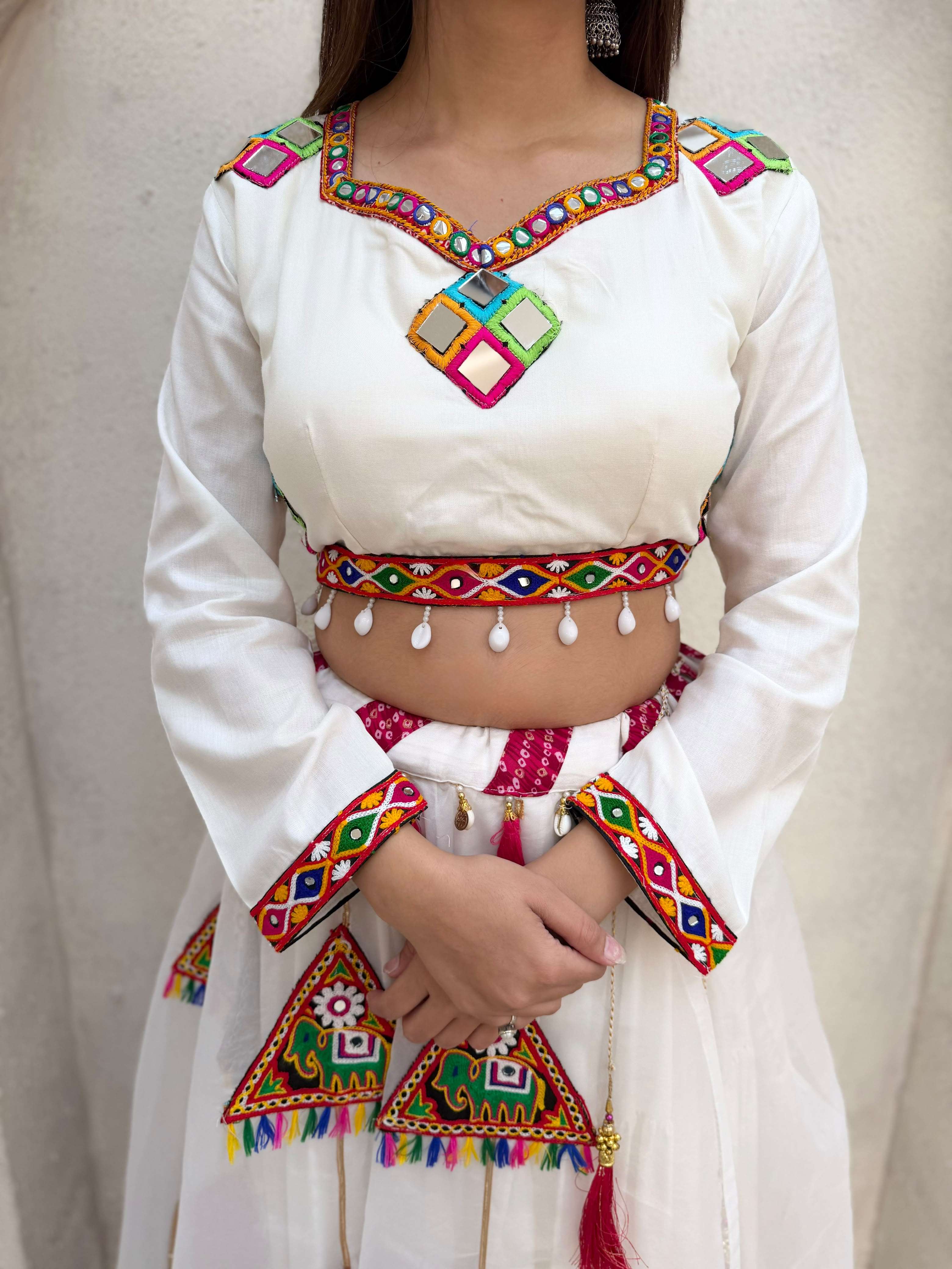 LM 31 RAYON EMBROIDERY WITH MIRROR DESIGNER WORKED NAVARATRI WEAR LAHENGA CHOLI 