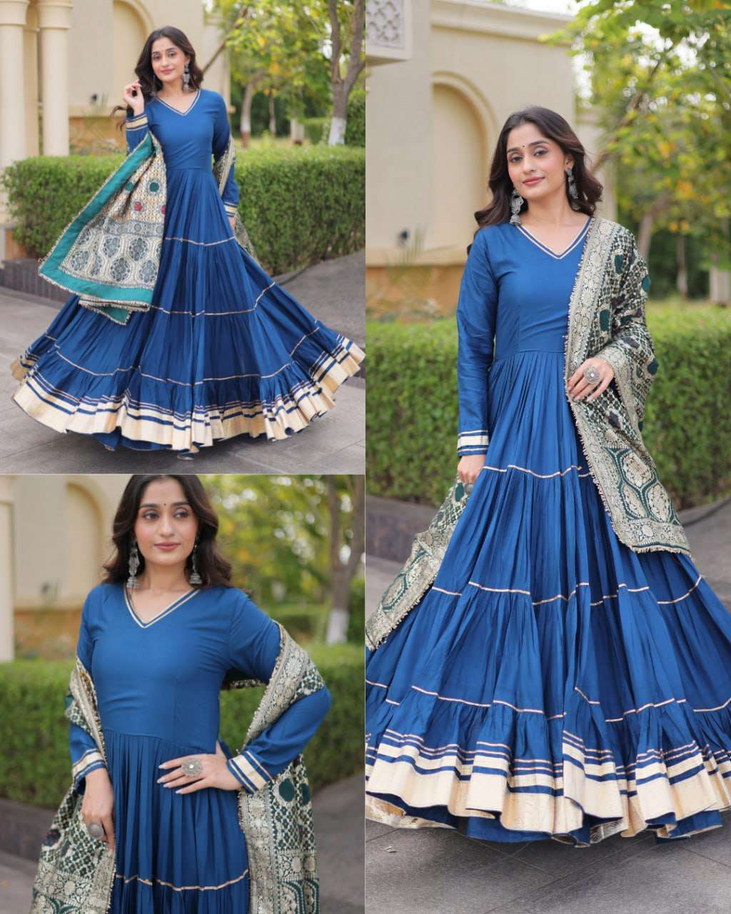 LW 9356 RAYON DESIGNER WORK PARTY WEAR LADIES GOWN WITH DUPATTA SET 