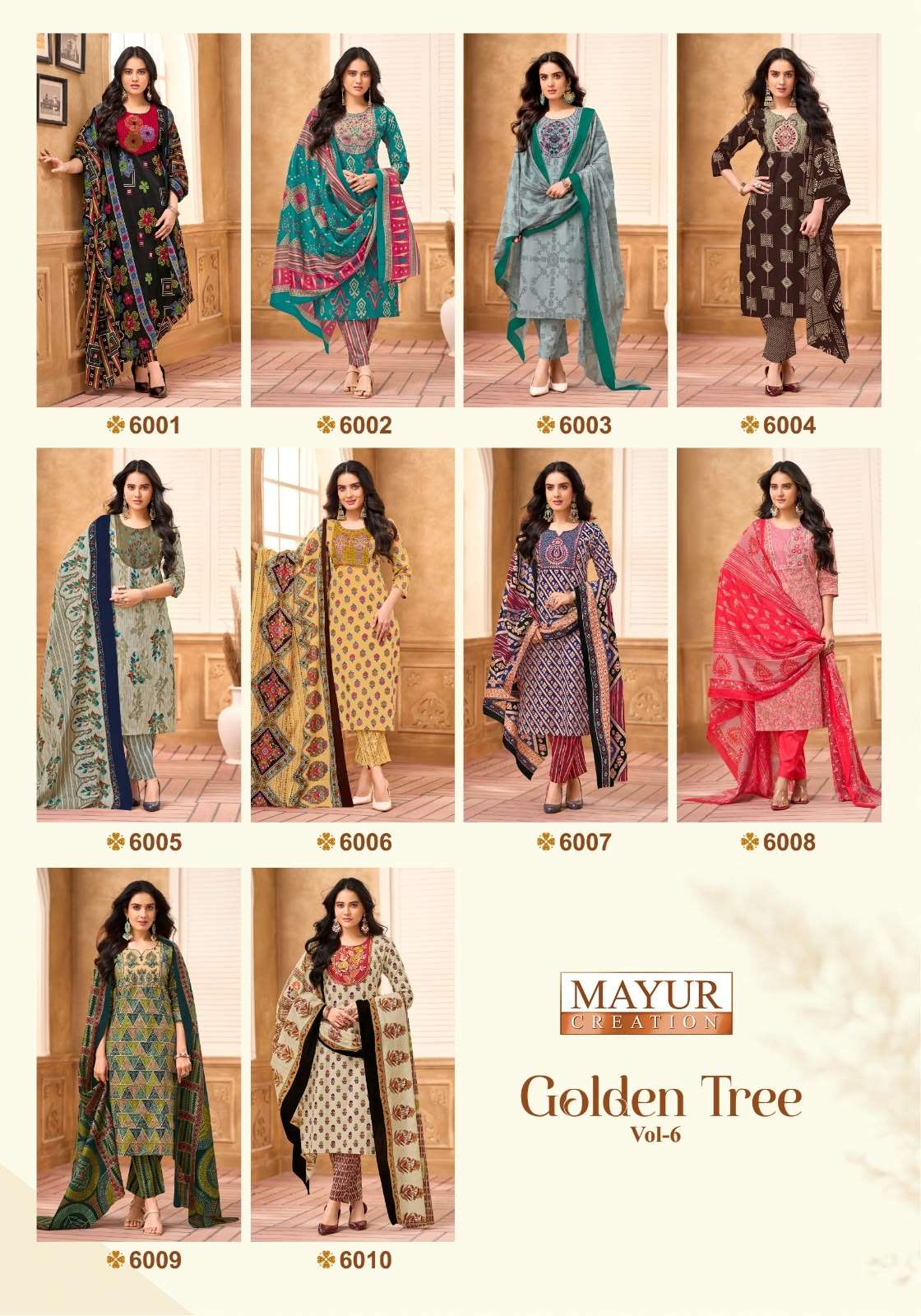 MAYUR CREATION GOLDEN TREE VOL 6 COTTON PRINTED READY MADE LADIES SUIT