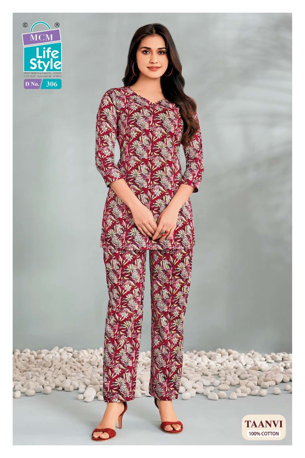 MCM LIFESTYLE TAANVI VOL 3 COTTON PRINT FANCY LADIES TOP WITH PANT PAIR 