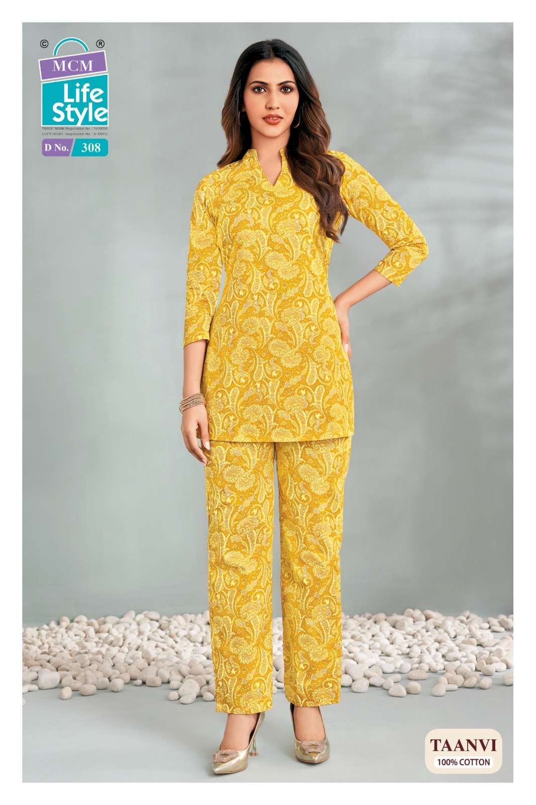 MCM LIFESTYLE TAANVI VOL 3 COTTON PRINT FANCY LADIES TOP WITH PANT PAIR 
