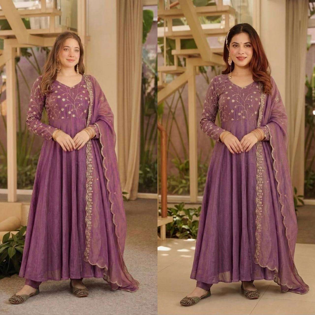MD 3078 SILK DESIGNER PARTY WEAR LADIES ANARKALI GOWN STYLE DRESS 