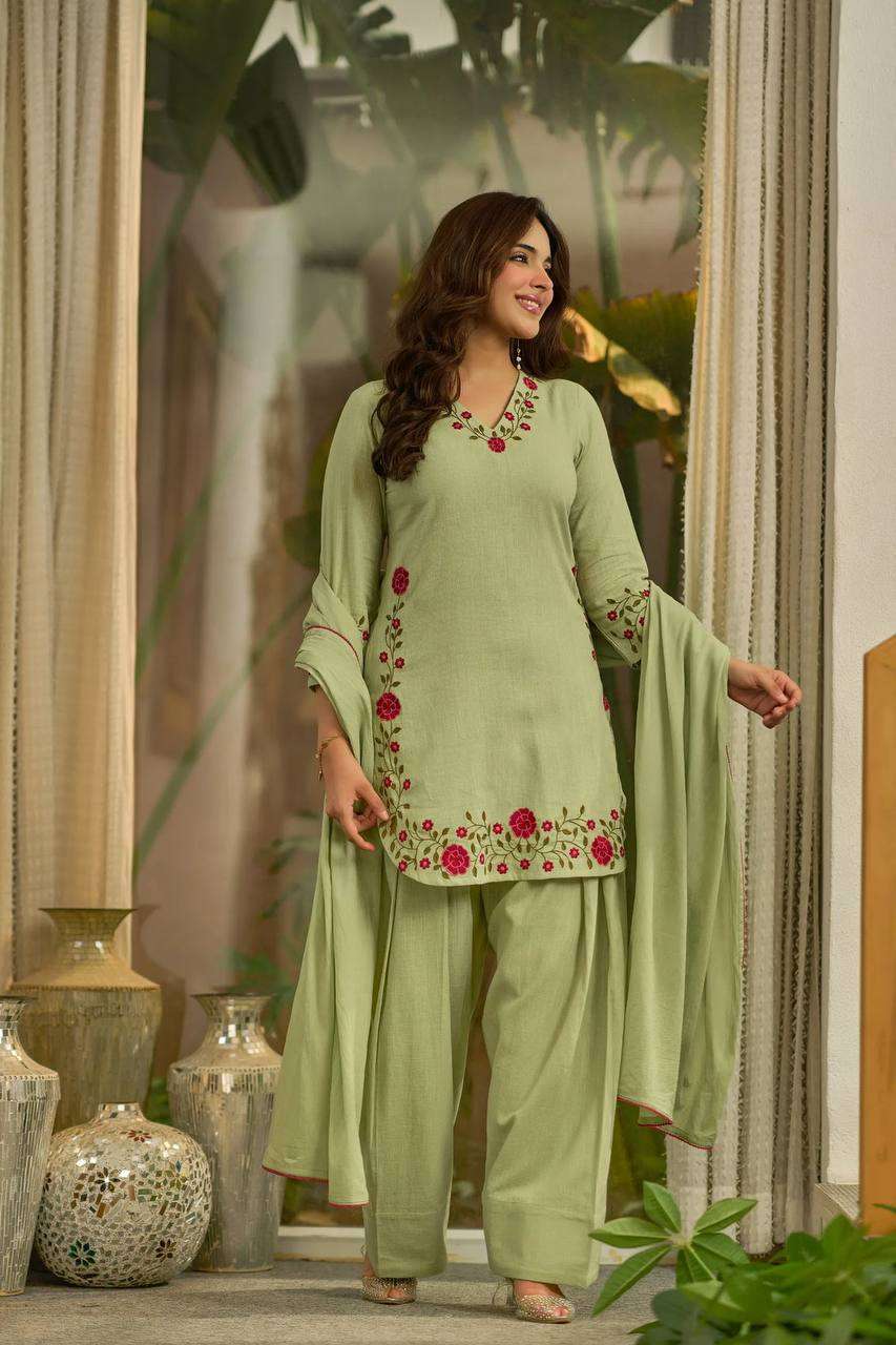 MD 3109 COTTON PREETY WORK LOOK DESIGNER LADIES PARTY WEAR LADIES SUIT