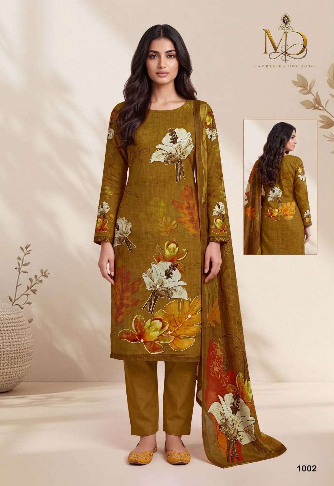 METRIKA DESIGNS ROSE GOLD VOL 1 COTTON DIGITAL STYLE PRINT WITH FANCY WORK SUIT