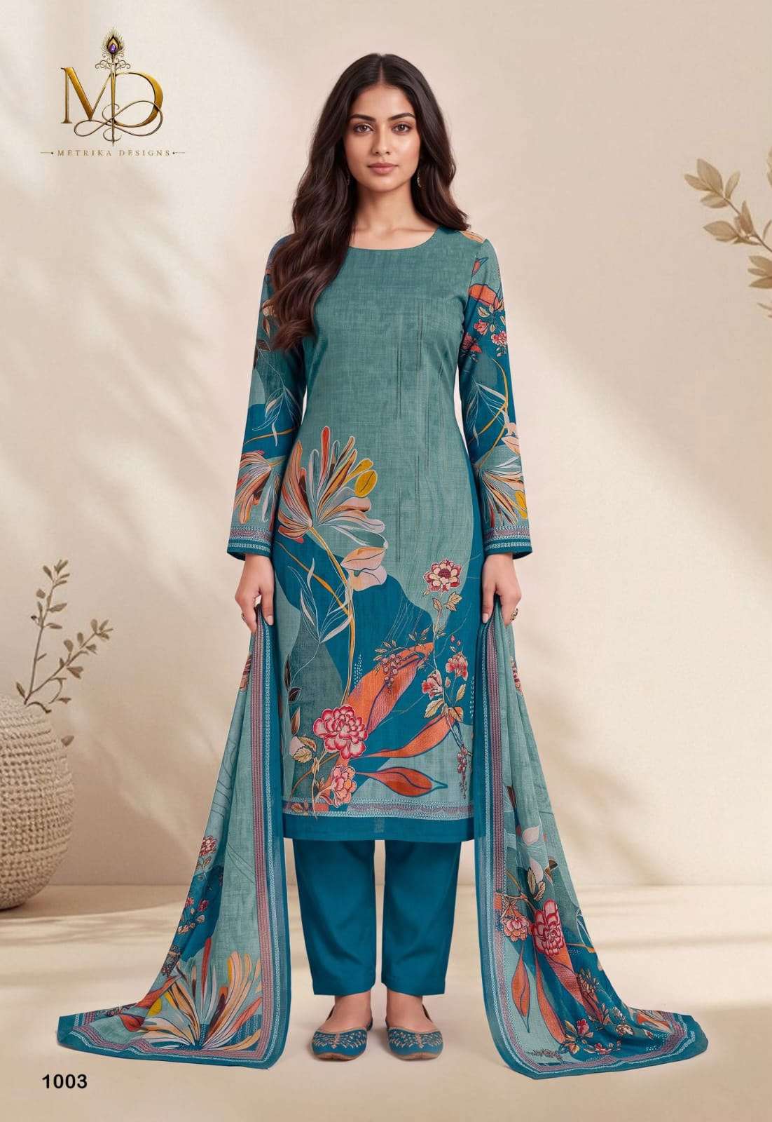 METRIKA DESIGNS ROSE GOLD VOL 1 COTTON DIGITAL STYLE PRINT WITH FANCY WORK SUIT