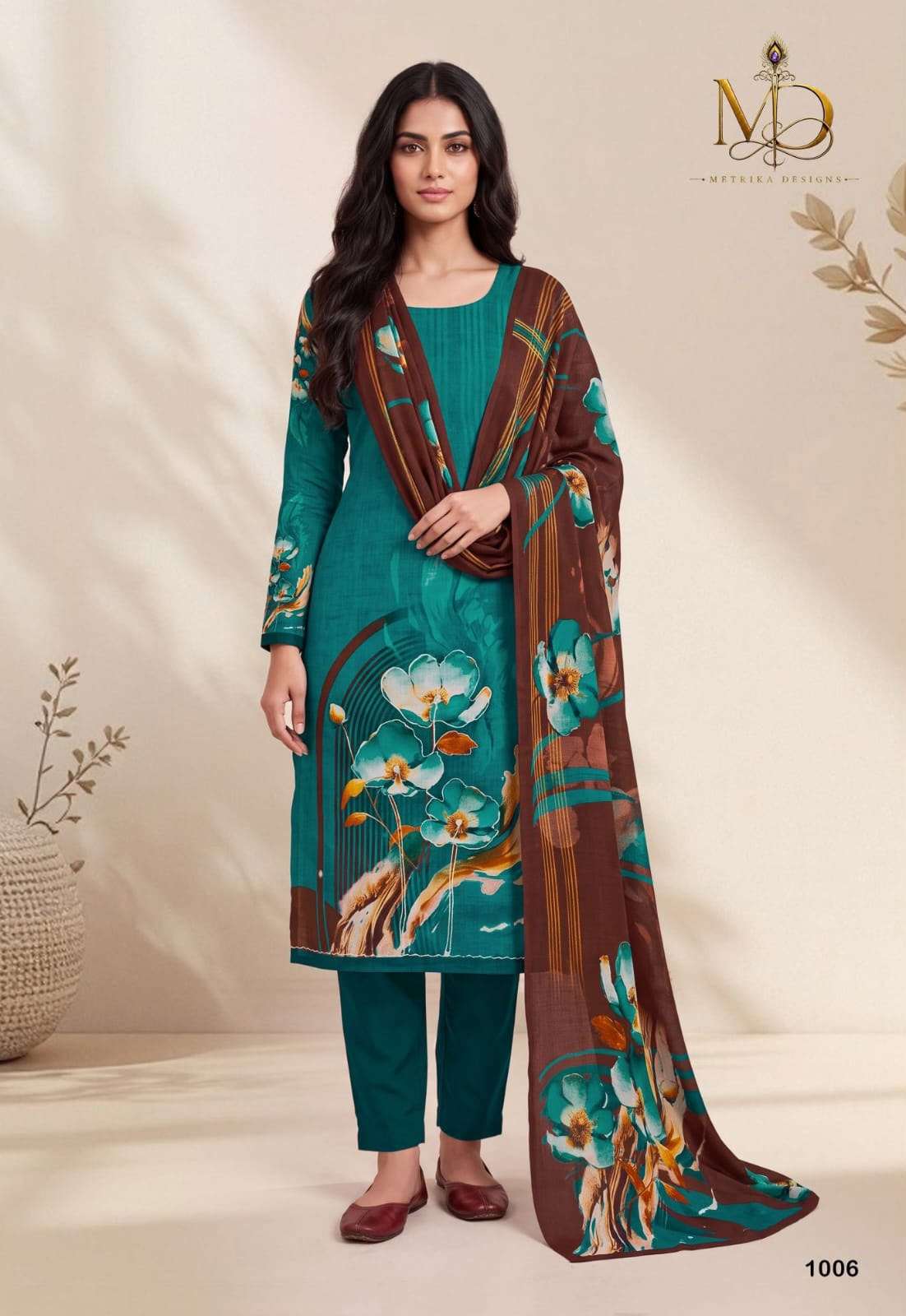 METRIKA DESIGNS ROSE GOLD VOL 1 COTTON DIGITAL STYLE PRINT WITH FANCY WORK SUIT