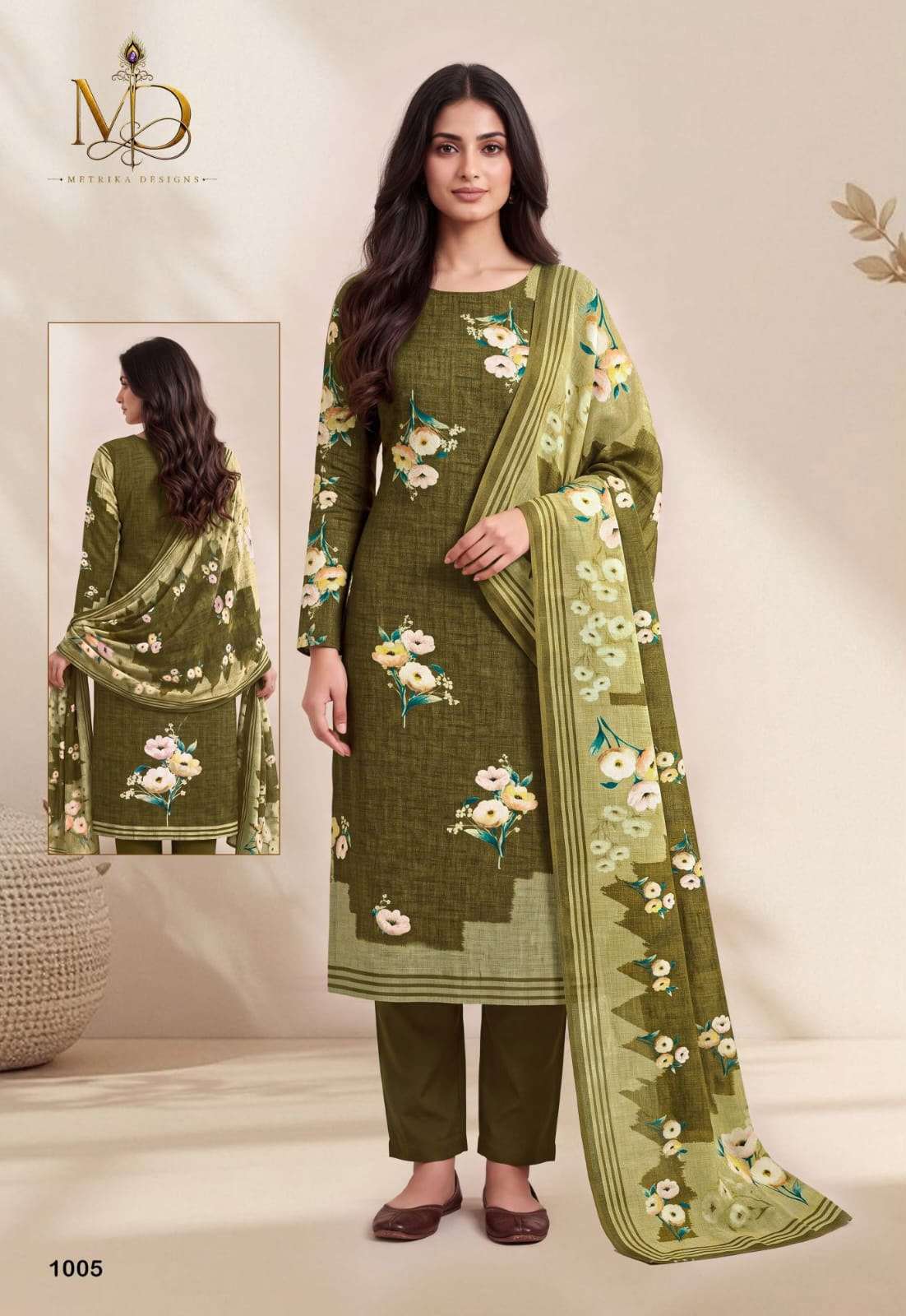 METRIKA DESIGNS ROSE GOLD VOL 1 COTTON DIGITAL STYLE PRINT WITH FANCY WORK SUIT