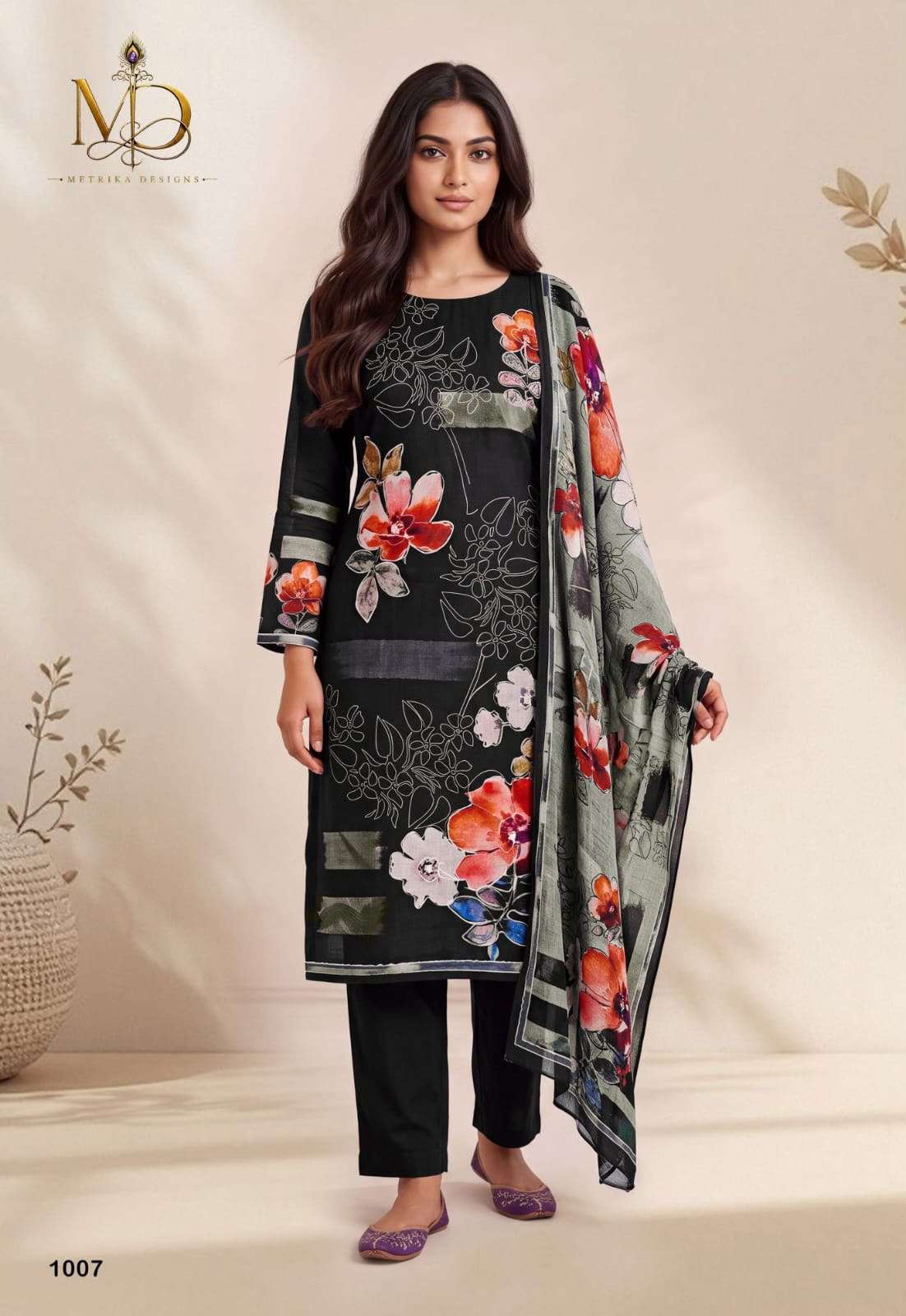 METRIKA DESIGNS ROSE GOLD VOL 1 COTTON DIGITAL STYLE PRINT WITH FANCY WORK SUIT