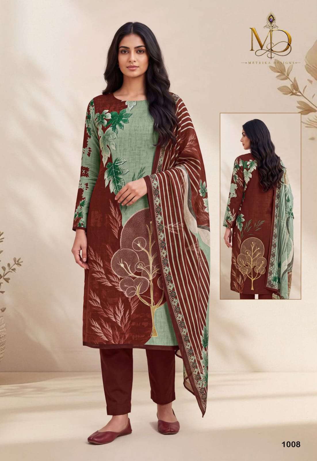 METRIKA DESIGNS ROSE GOLD VOL 1 COTTON DIGITAL STYLE PRINT WITH FANCY WORK SUIT