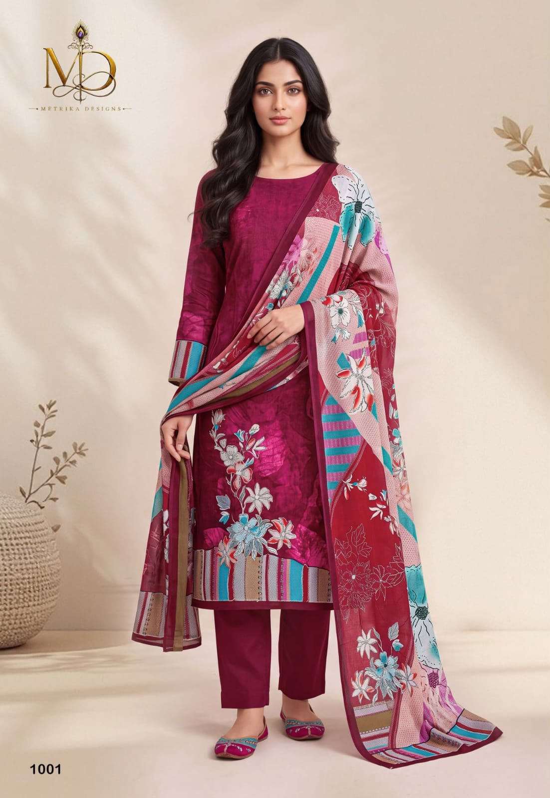 METRIKA DESIGNS ROSE GOLD VOL 1 COTTON DIGITAL STYLE PRINT WITH FANCY WORK SUIT