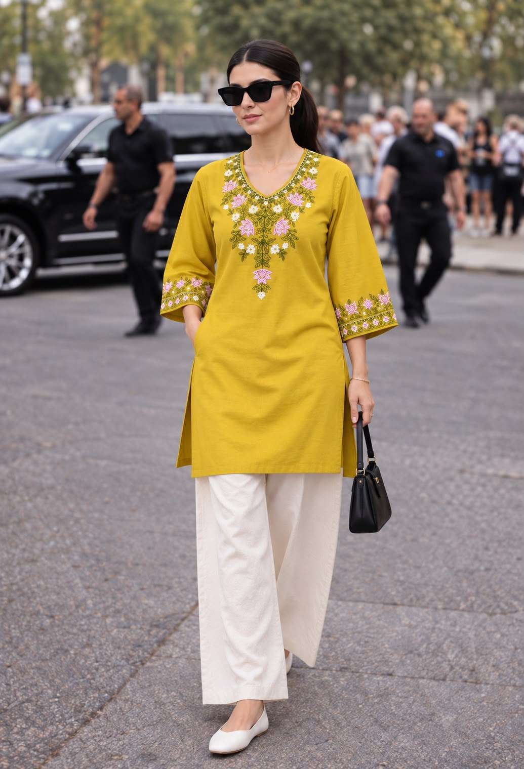 MF MINIMALIST COLLECTION RAYON FANCY PREETY LOOKS WORK LADIES TOP WITH PLAZZO PAIR 