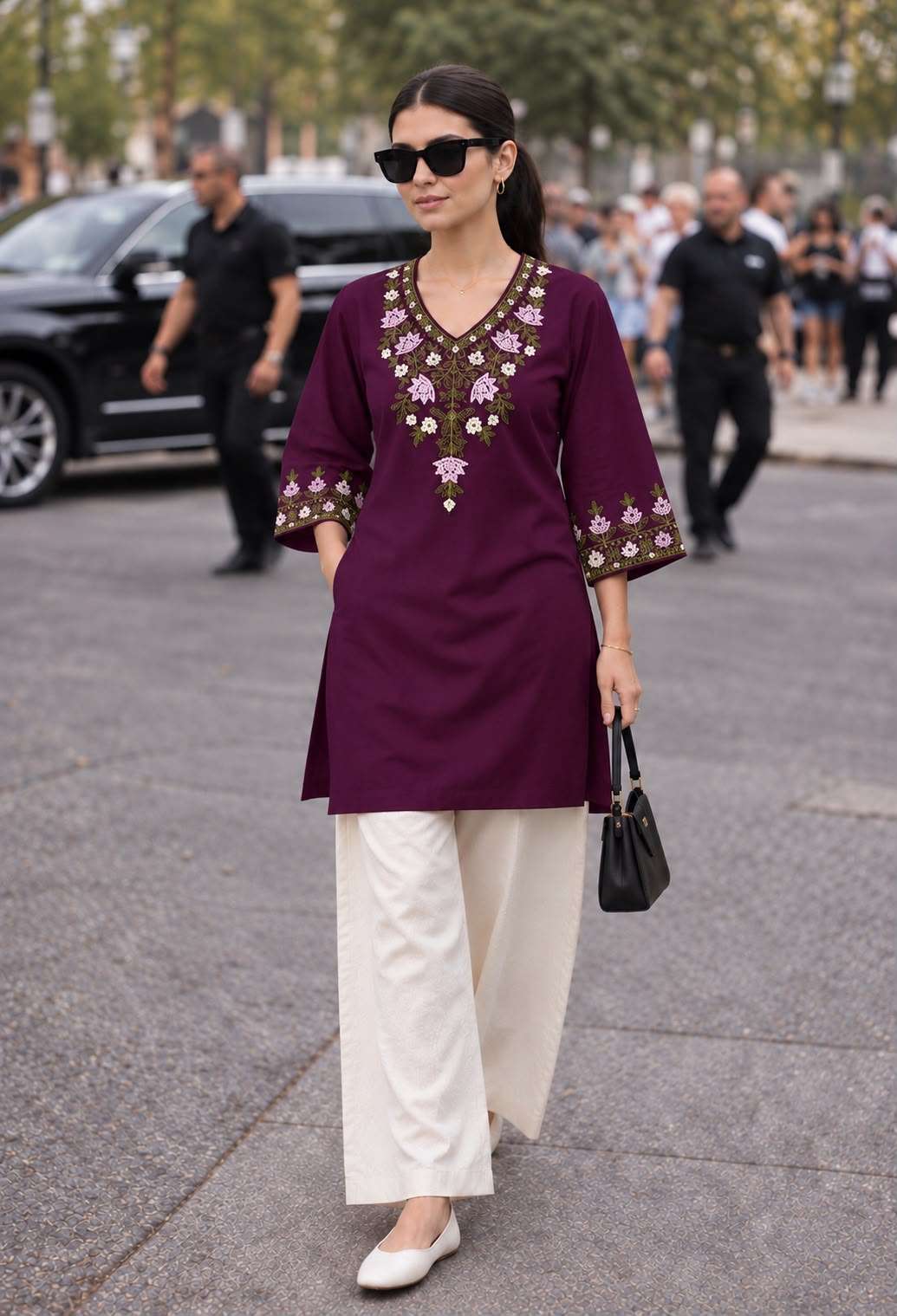MF MINIMALIST COLLECTION RAYON FANCY PREETY LOOKS WORK LADIES TOP WITH PLAZZO PAIR 