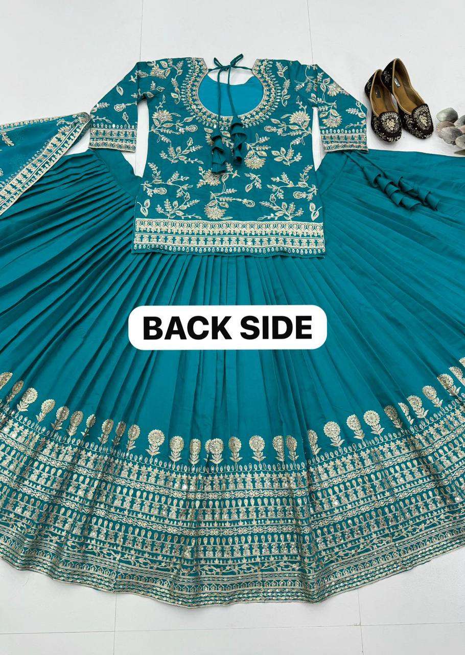 MT 1084 SILK HEAVY EMBROIDERY DESIGNER WORKED WEDDING FUNCTION WEAR LEHENGA SUIT