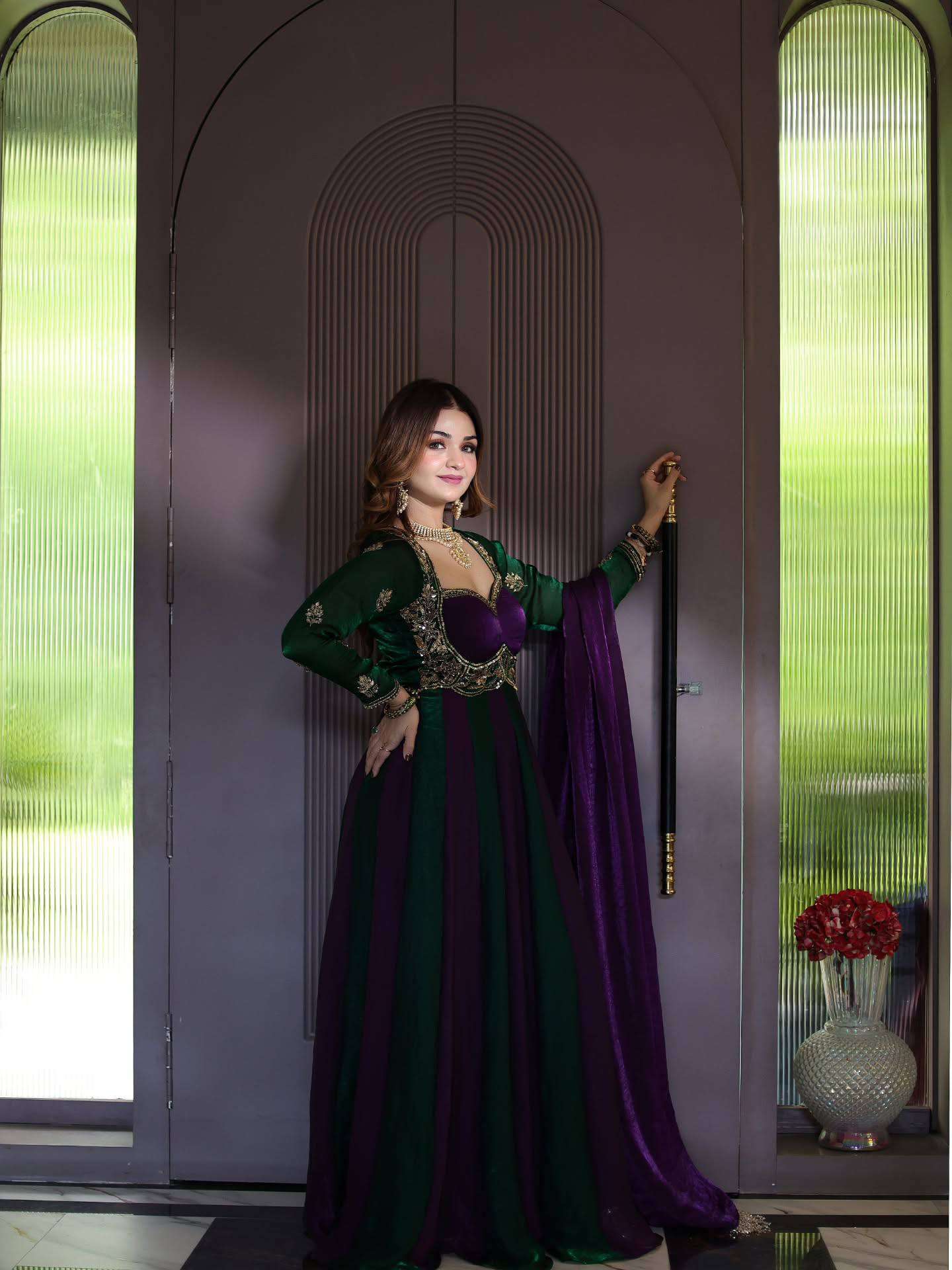 ND 5072 SILK BEAUTIFUL DESIGNER LOOK FUNCTION WEAR ANARKALI STYLE DRESS