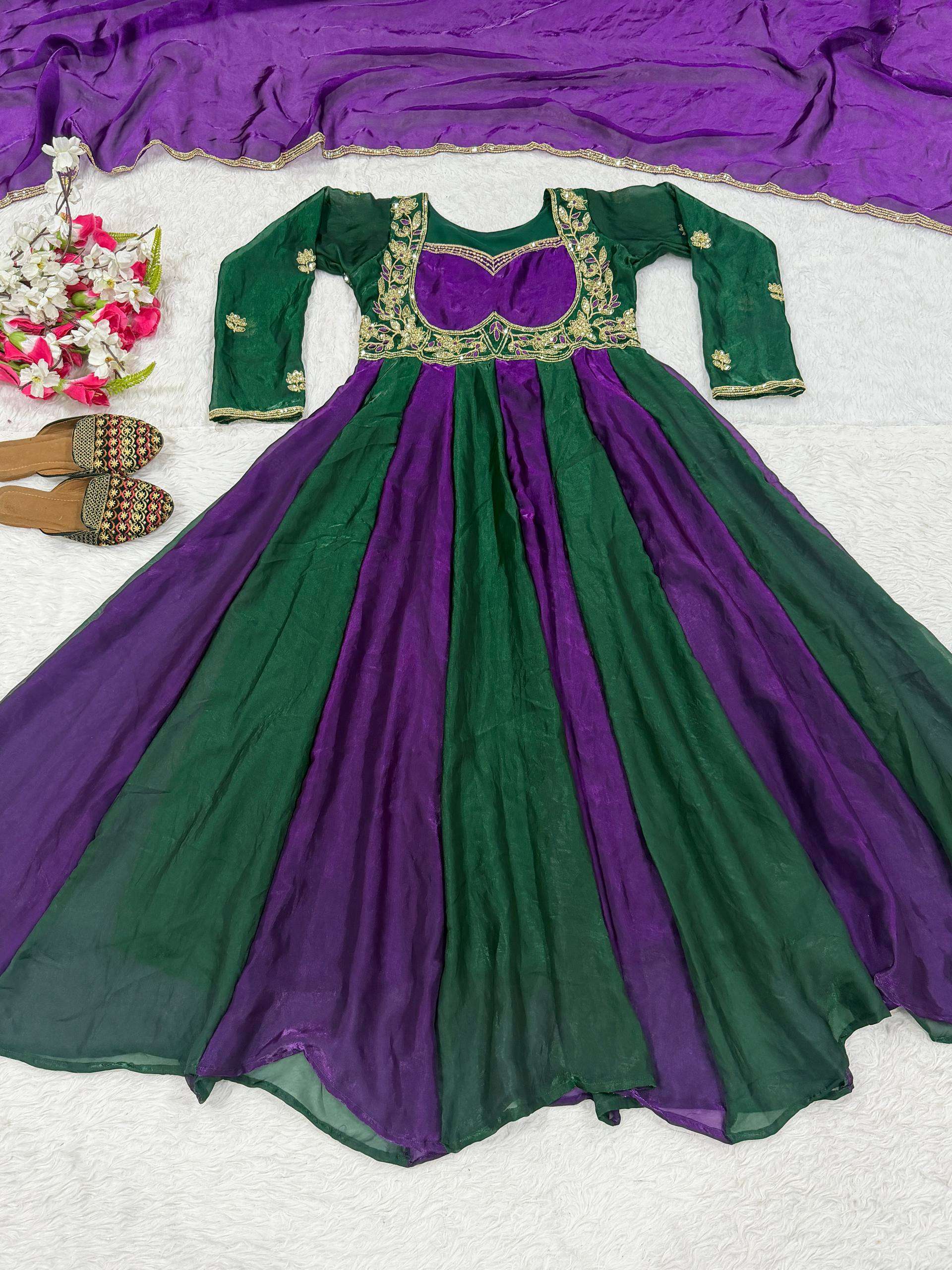 ND 5072 SILK BEAUTIFUL DESIGNER LOOK FUNCTION WEAR ANARKALI STYLE DRESS