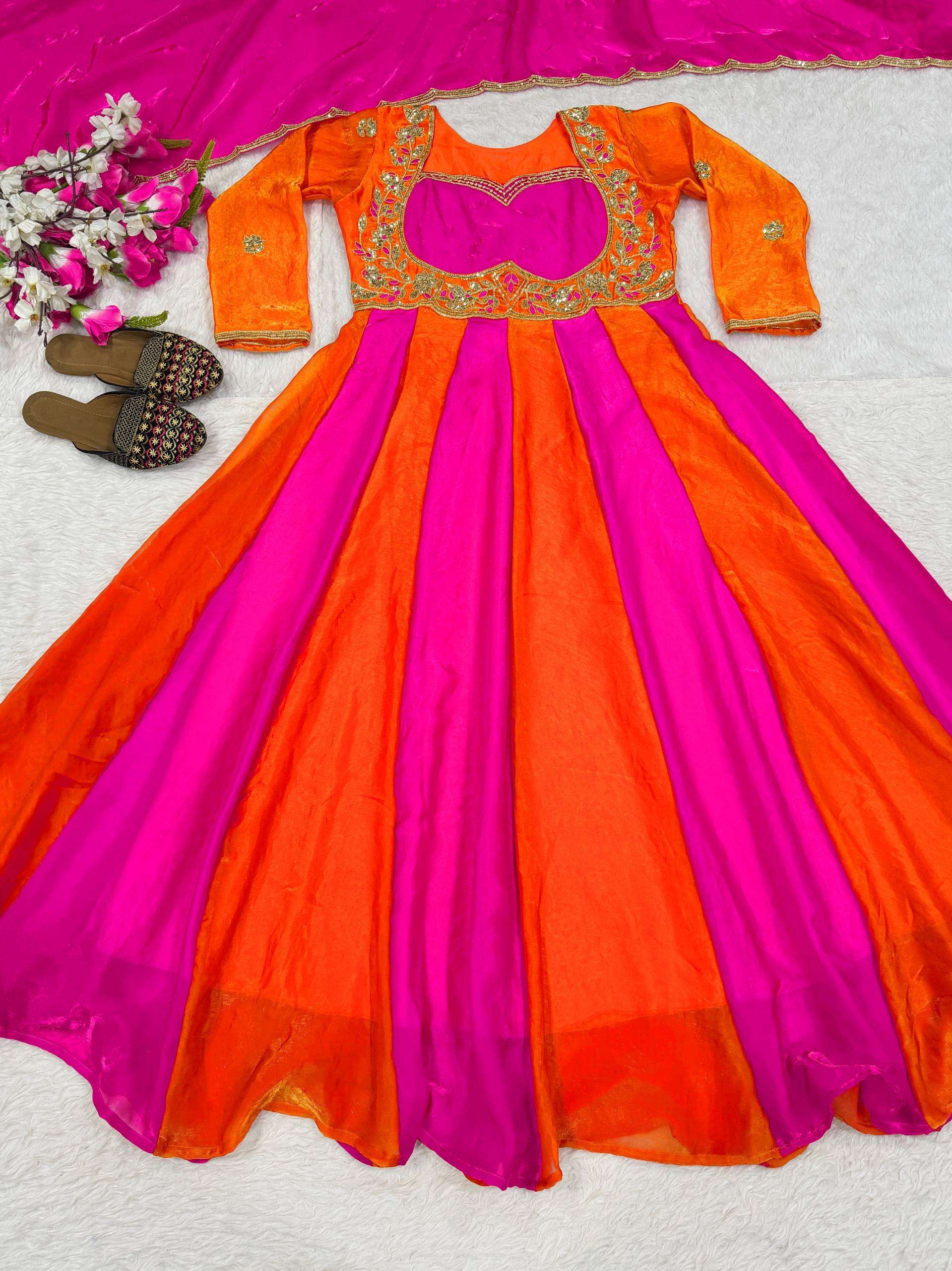 ND 5072 SILK BEAUTIFUL DESIGNER LOOK FUNCTION WEAR ANARKALI STYLE DRESS