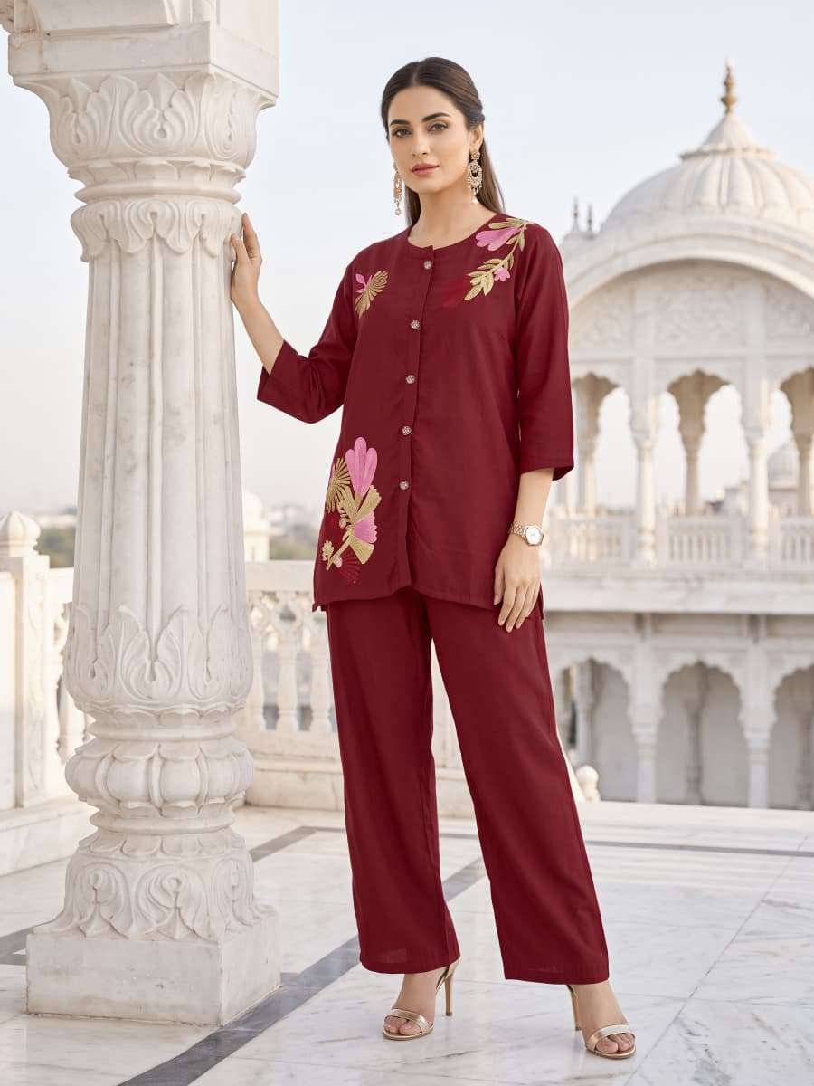 OSSM PIHU CORD SET COLLECTION SILK FANCY WORKS LADIES KURTI WITH BOTTOM PAIR 