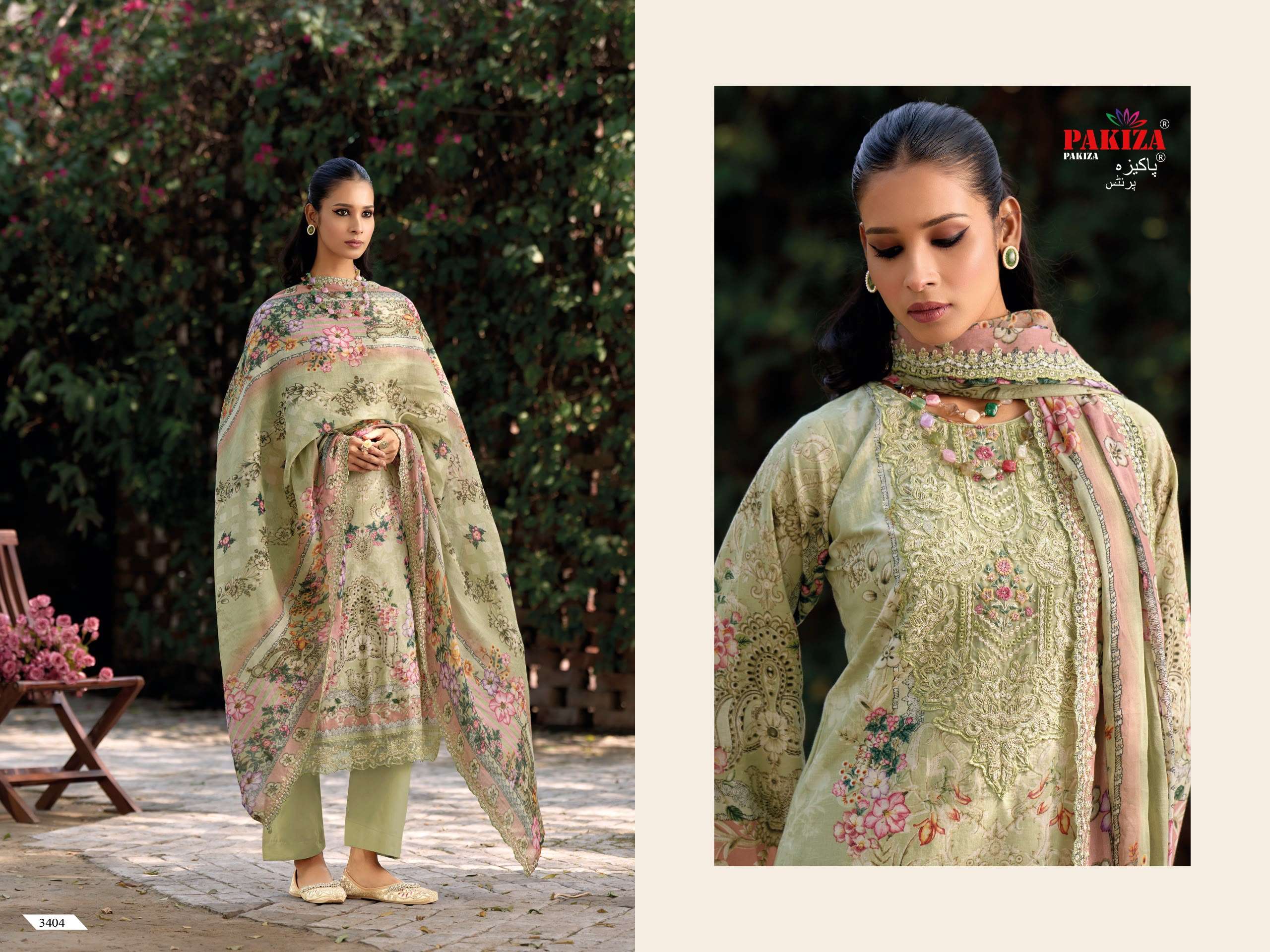 PAKIZA PRINTS HANIYA HIBA VOL 34 LAWN COTTON DIGITAL PRINT WITH FANCY WORK SUIT