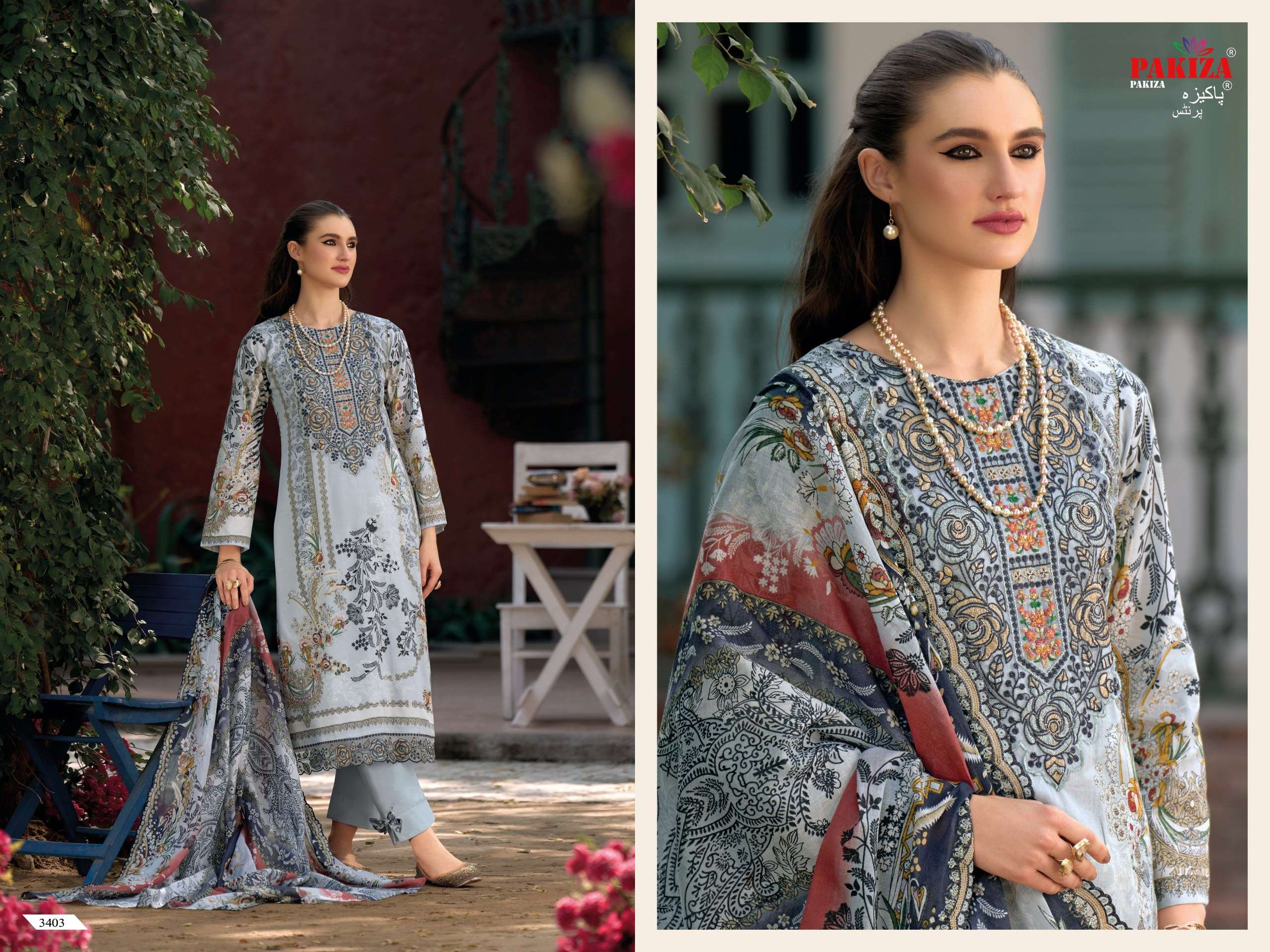 PAKIZA PRINTS HANIYA HIBA VOL 34 LAWN COTTON DIGITAL PRINT WITH FANCY WORK SUIT