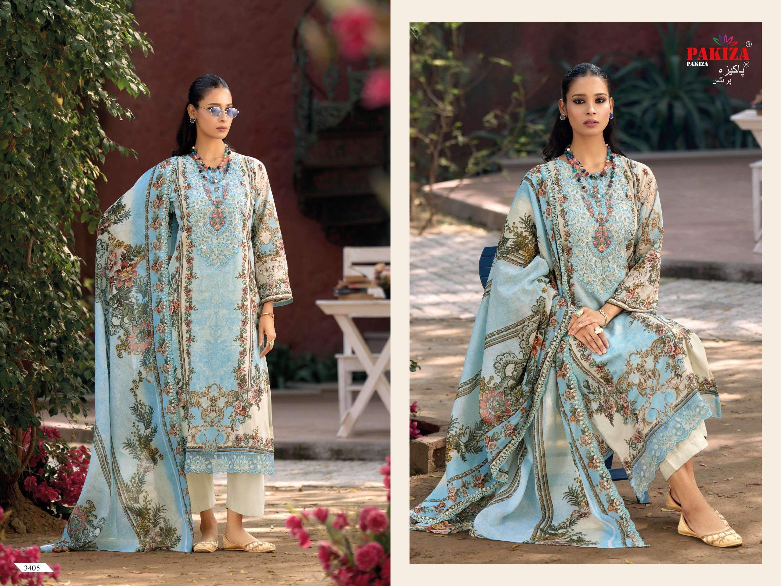 PAKIZA PRINTS HANIYA HIBA VOL 34 LAWN COTTON DIGITAL PRINT WITH FANCY WORK SUIT