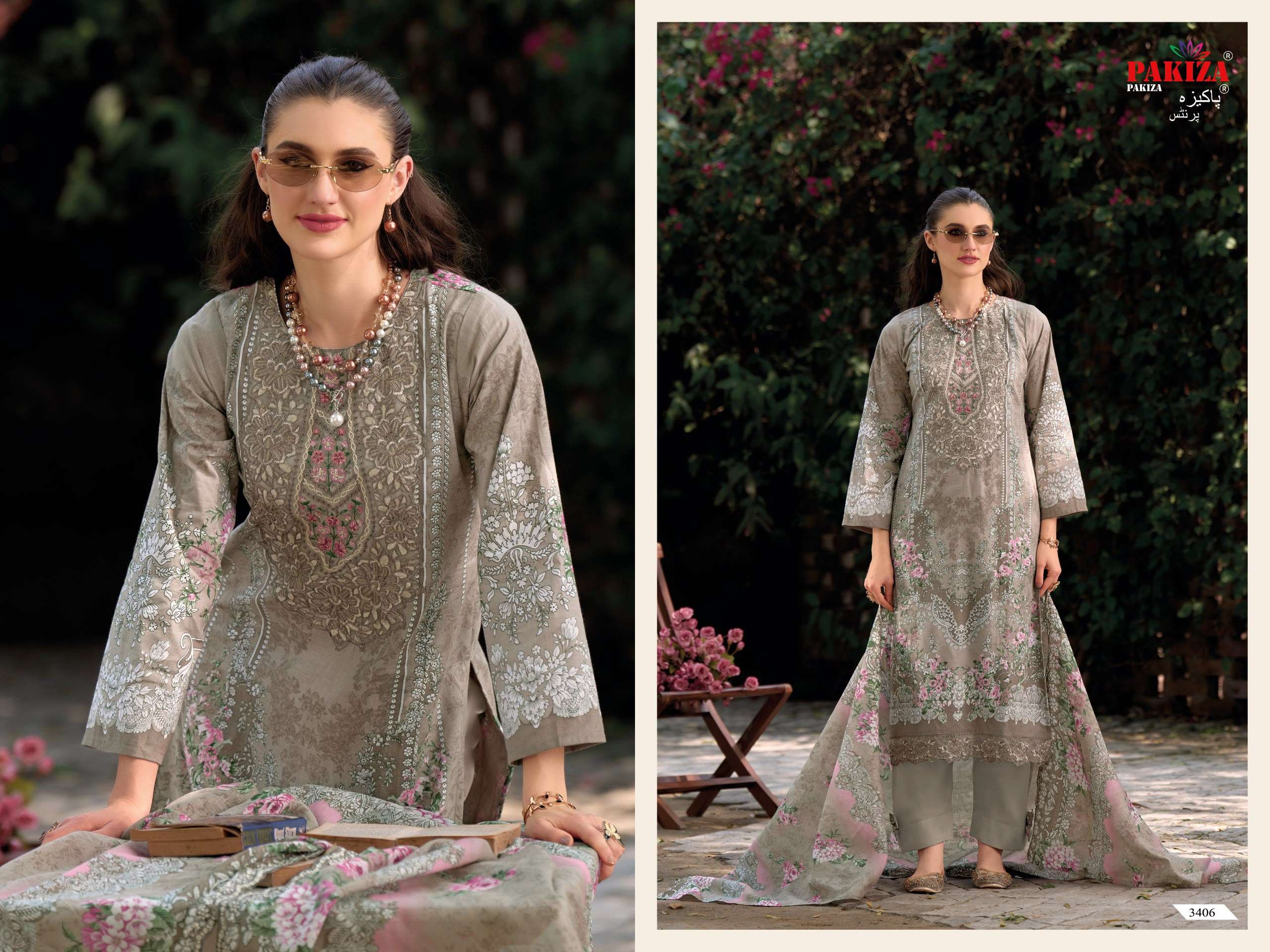 PAKIZA PRINTS HANIYA HIBA VOL 34 LAWN COTTON DIGITAL PRINT WITH FANCY WORK SUIT