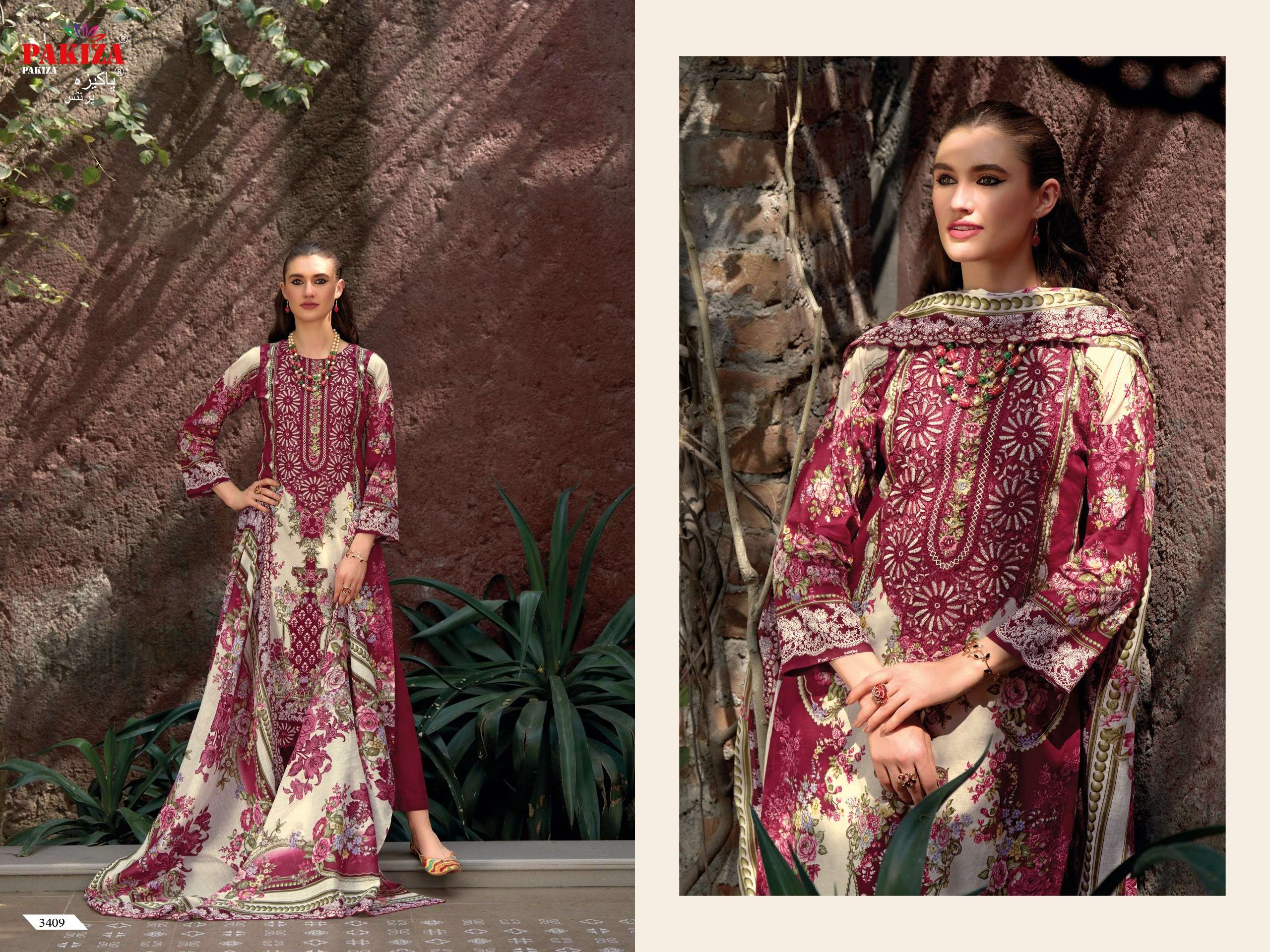 PAKIZA PRINTS HANIYA HIBA VOL 34 LAWN COTTON DIGITAL PRINT WITH FANCY WORK SUIT