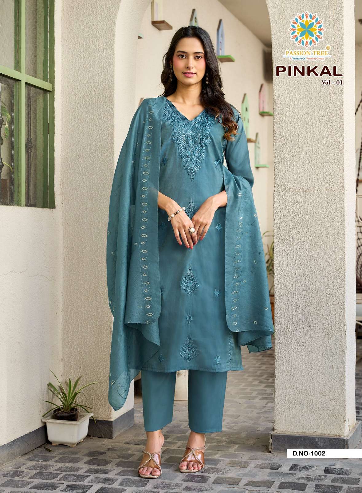 PASSION TREE PINKAL VOL 1 SILK FANCY WORKS LADIES KURTI PENT WITH DUPATTA 3PCS SET 