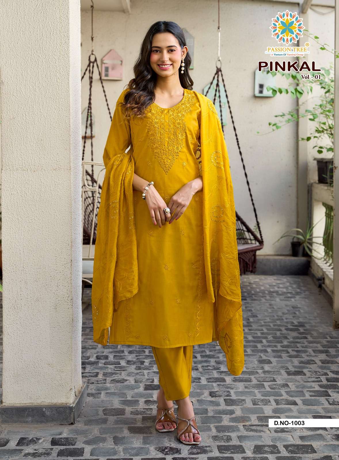 PASSION TREE PINKAL VOL 1 SILK FANCY WORKS LADIES KURTI PENT WITH DUPATTA 3PCS SET 