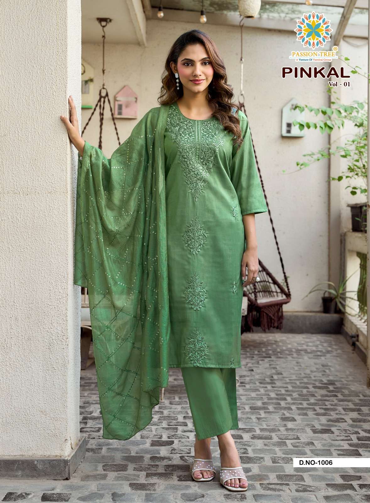 PASSION TREE PINKAL VOL 1 SILK FANCY WORKS LADIES KURTI PENT WITH DUPATTA 3PCS SET 
