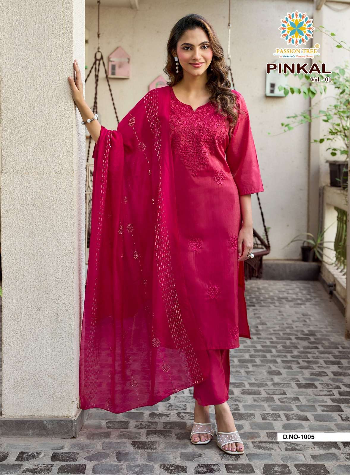 PASSION TREE PINKAL VOL 1 SILK FANCY WORKS LADIES KURTI PENT WITH DUPATTA 3PCS SET 