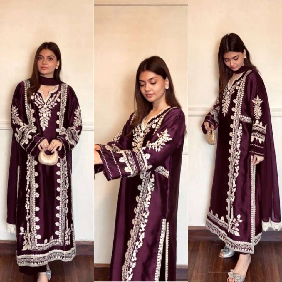 PD 1169 SATIN BEAUTIFUL DESIGNER LOOK PAKISTANI STYLE FUNCTION WEAR SUIT
